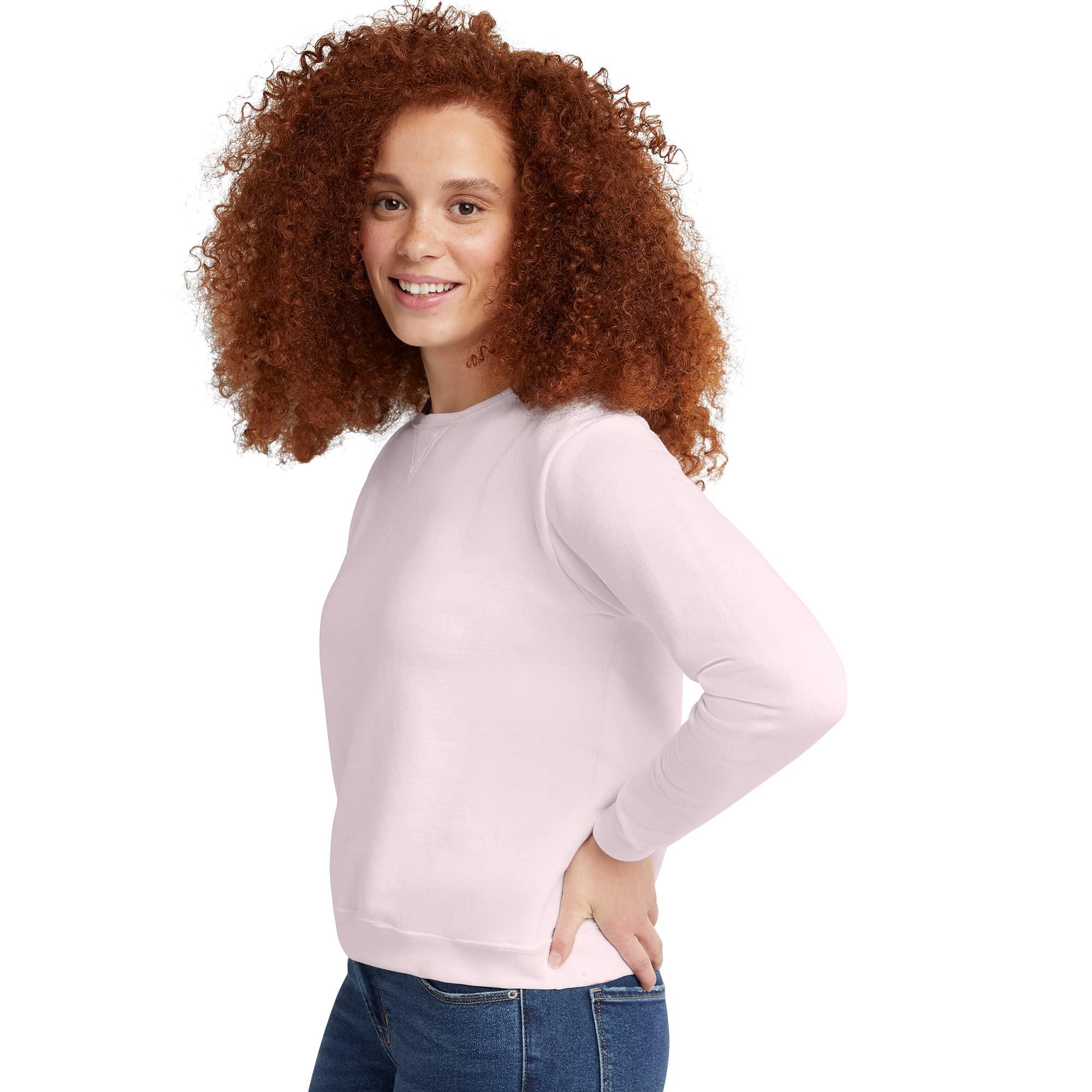 Hanes Women's Ecosmart V-Notch Crewneck Sweatshirt, Fleece Pullover Sweatshirt For Women - Image 3