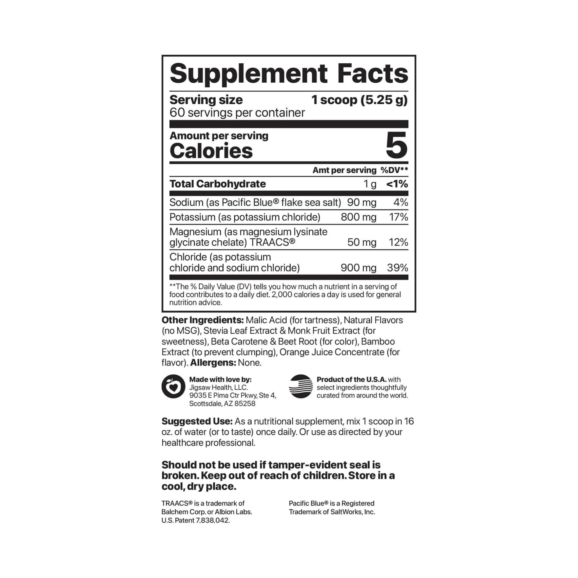 Jigsaw Health Potassium Cocktail | Formerly Pickleball Cocktail | Orange Flavor | 60 Servings (Jar) - Image 2