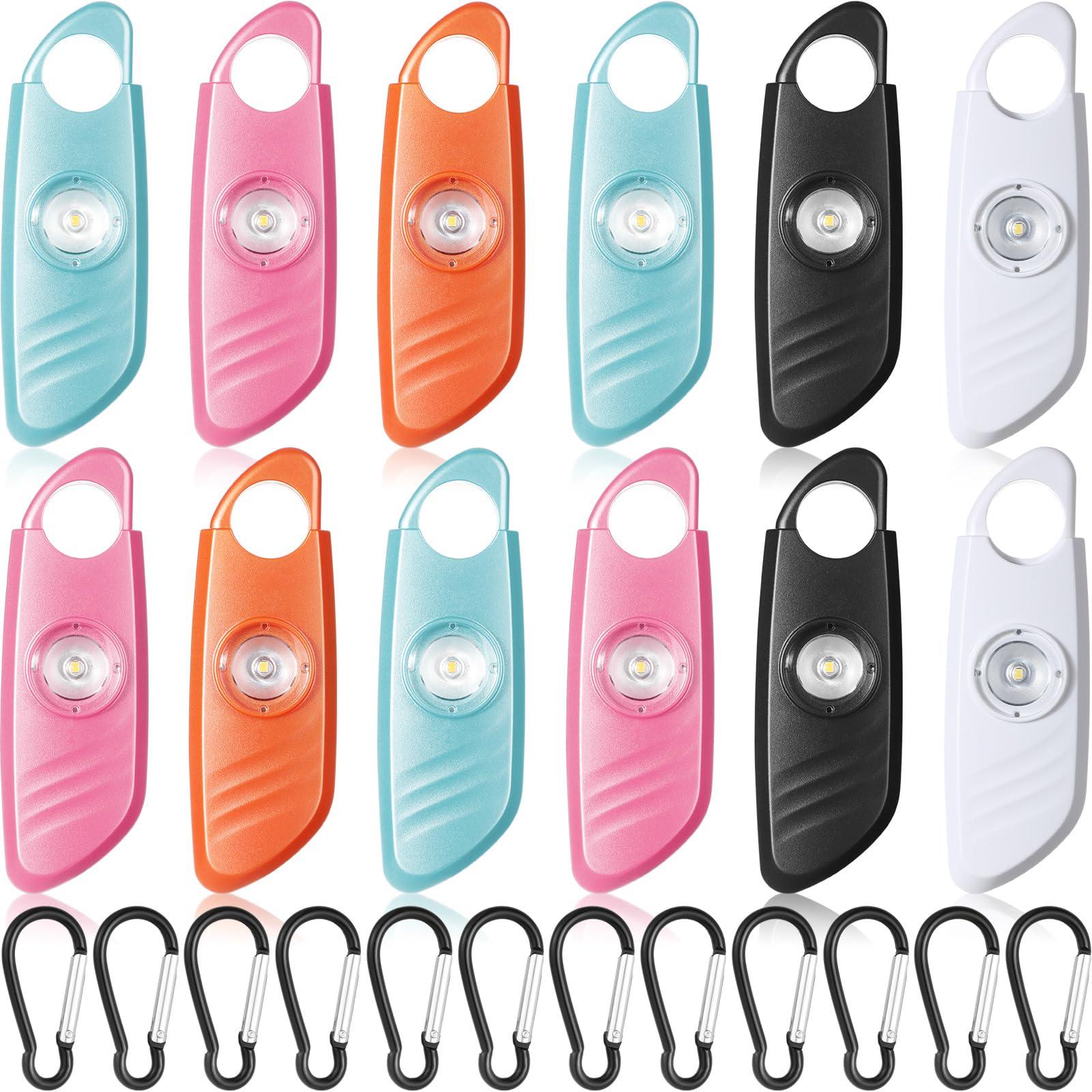 Relaxweex 12 Pcs Personal Safety Alarm for Women with LED Strobe Light and 12 pcs Keychain 130DB Loud Sound Personal Siren Emergency Self Defense Alarm Keychain Safety Devices for Women Men Elderly