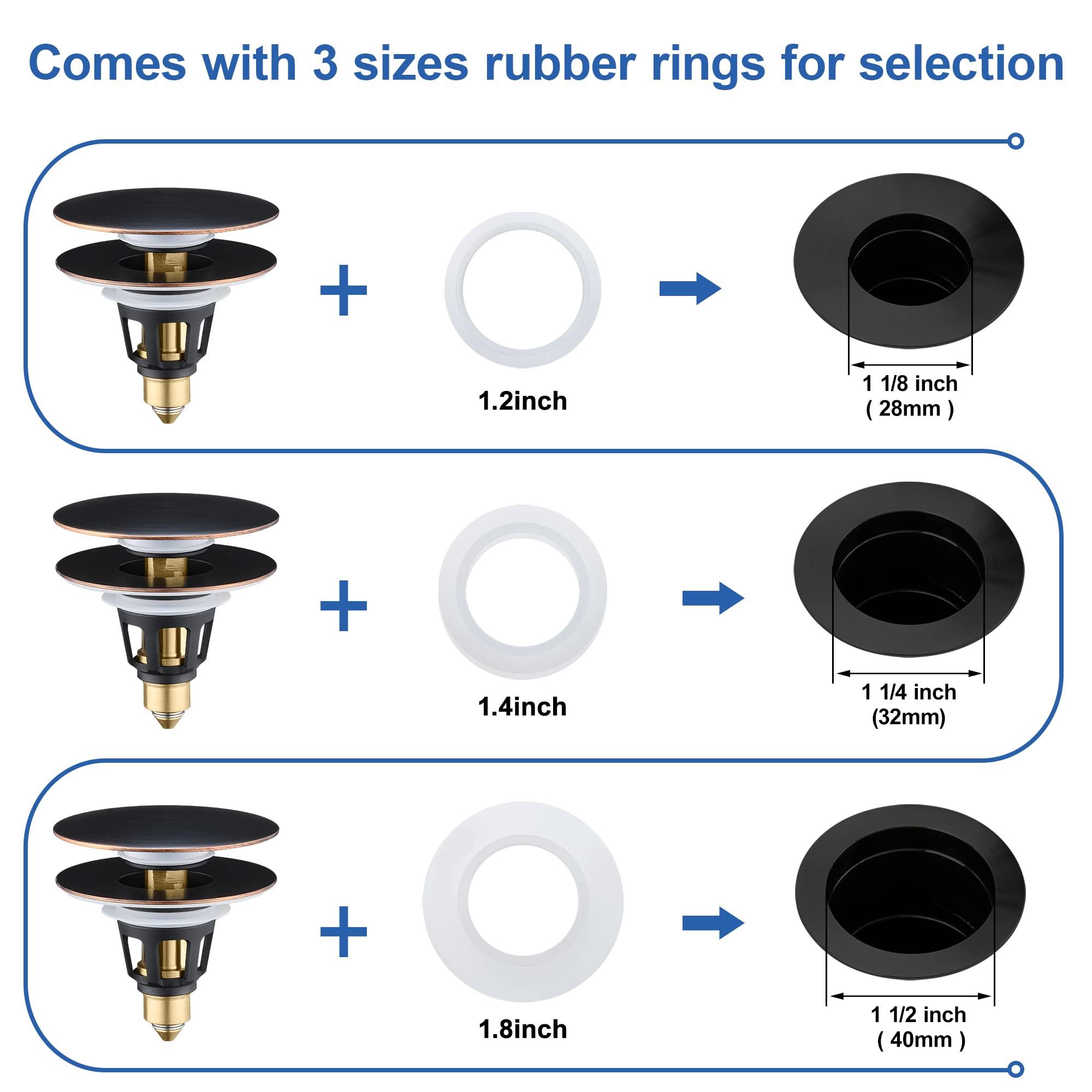 Universal 2-in-1 Bathroom Sink Stopper - Pop Up Sink Drain Stopper, Push Button Sink Drain Stopper Replacement, Wash Basin Drain Filter Plug with Anti-Clogging Strainer, Oil Rubbed Bronze - Image 4