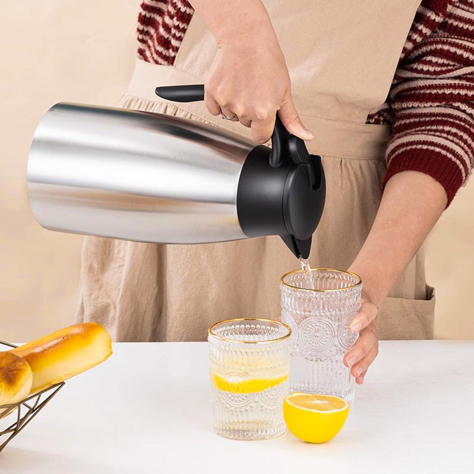 68 OZ Thermal Carafe, Insulated Stainless Steel Carafe Double Walled Vacuum Thermal Pot Flask with Brushes for Keeping Hot Coffee Tea Home and Office (2 PCS, Silver) - Image 7