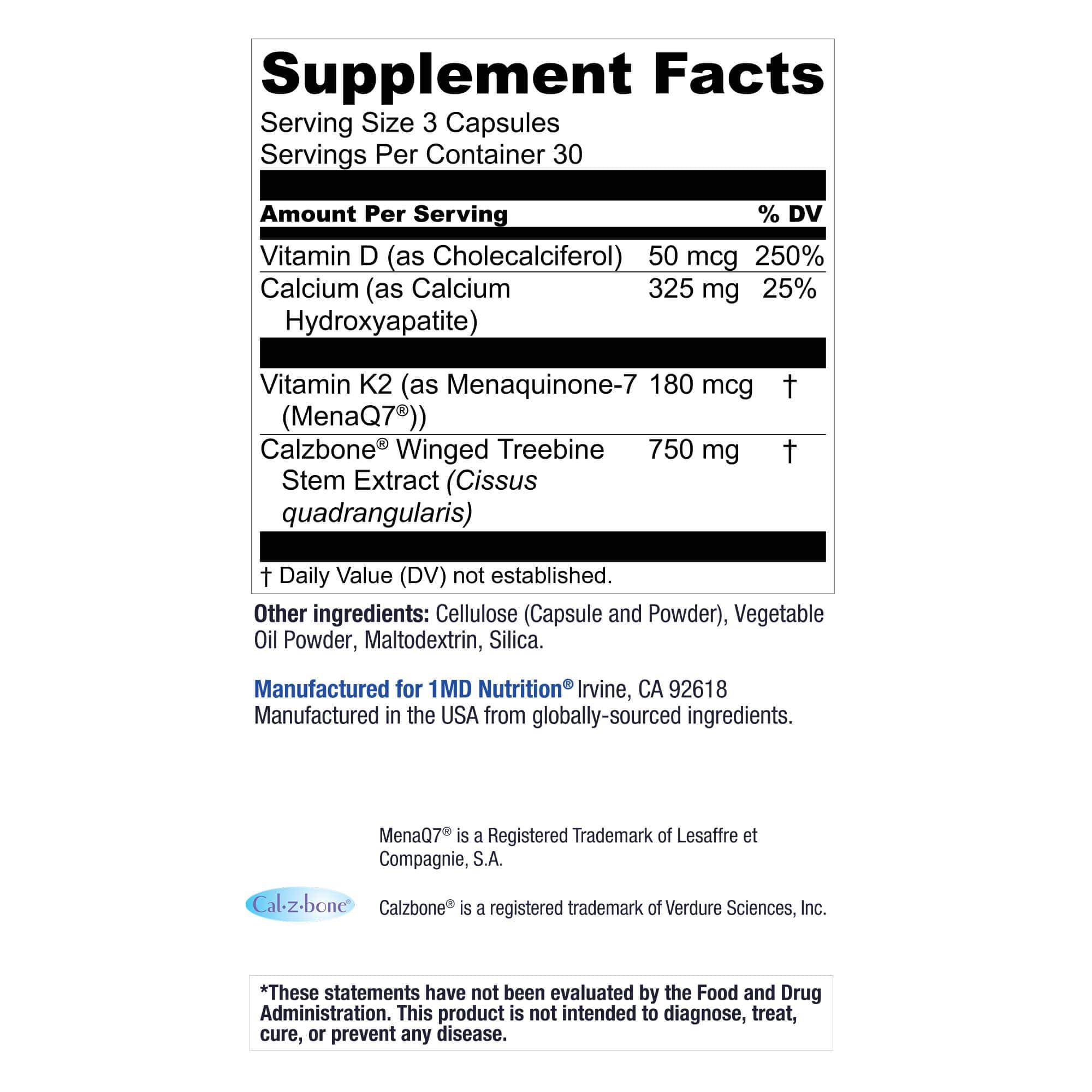 1MD Nutrition OsteoMD for Comprehensive Support - Supplement for Women and Men - Promote Density w/Vitamin D - Hydroxyapatite w/Vitamin D3 & K2-90 Capsules - Image 9