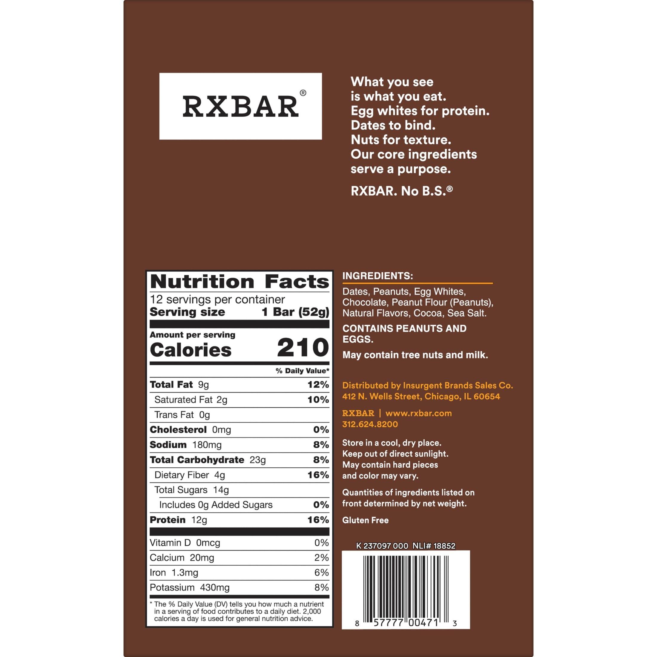 RXBAR Protein Bars, Protein Snack, Snack Bars, Peanut Butter Chocolate, 22oz Box (12 Bars) - Image 9