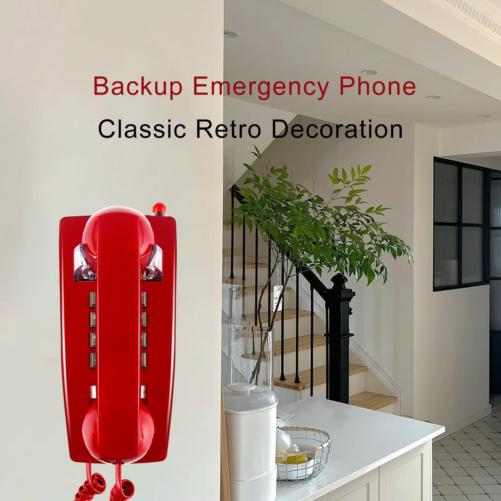 Traditional Red Wall Phones for Landline Mechanical Ringing, Classic 2554 Wall Telephone Ringing Indicator, Retro Wall Phone Hearing Aid, Old Wall Mount Phone for Home,School, Backup Telephone - Image 7
