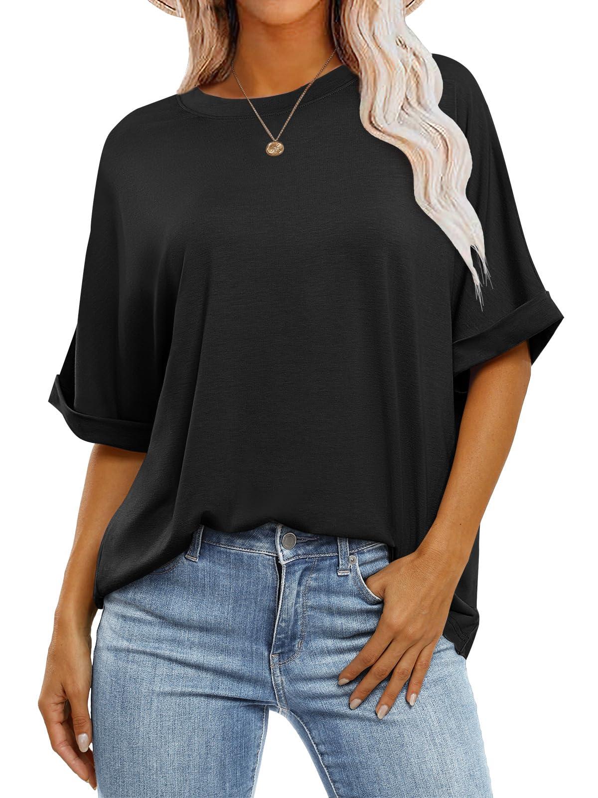 ANRABESS Womens Tops Oversized T Shirts Short Sleeve Crewneck Summer Casual Loose Basic Tee Shirt 2025 Trendy Fashion Clothes