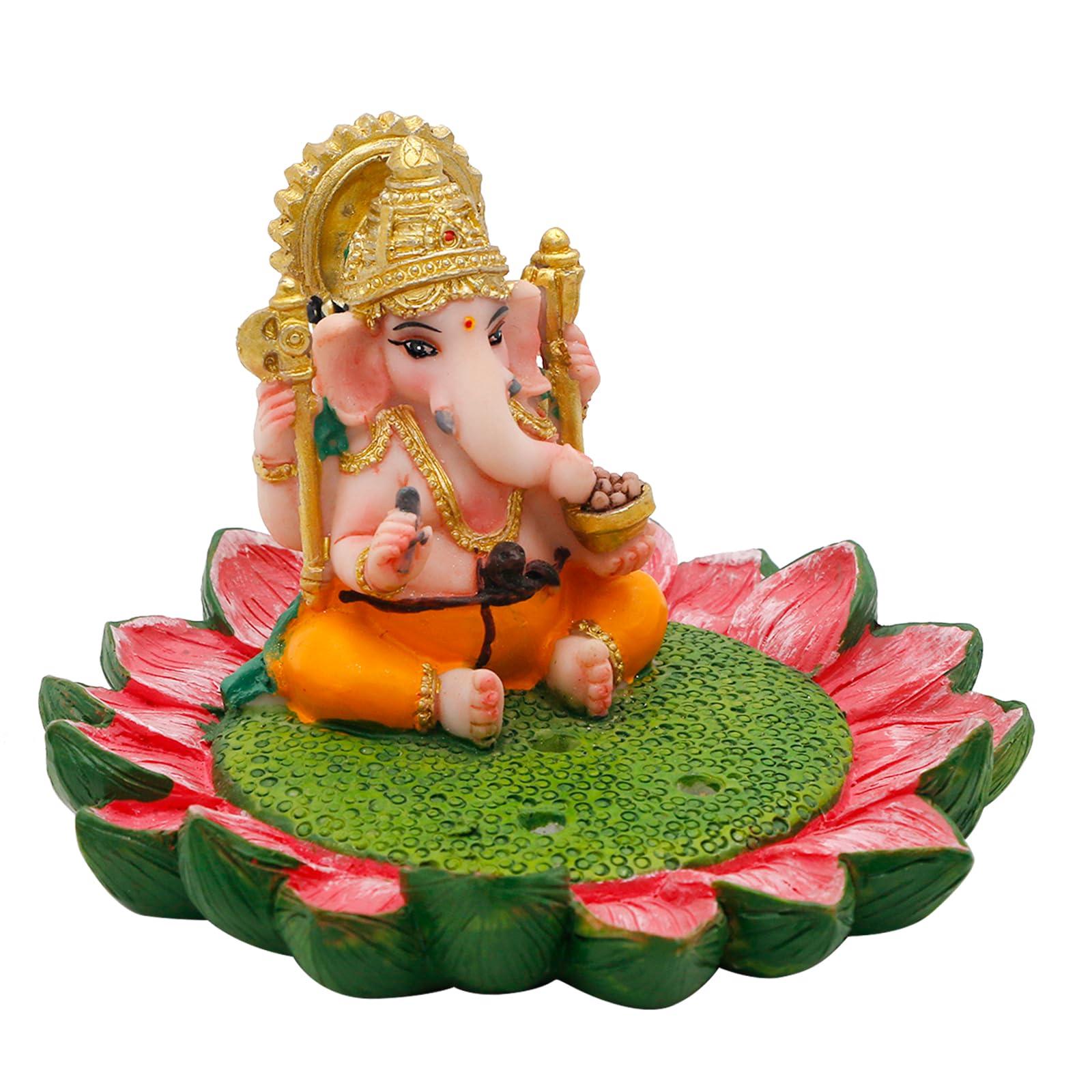 alikiki Hindu God Ganesha Idol Statue - 3.8" L Ganesh Incense Burner/Holder India Ganapati Pooja Item Home Office Temple Mandir Shrine Altar Diwali Puja Decor Ideal Gifts for Indian Friend Relative - Image 9