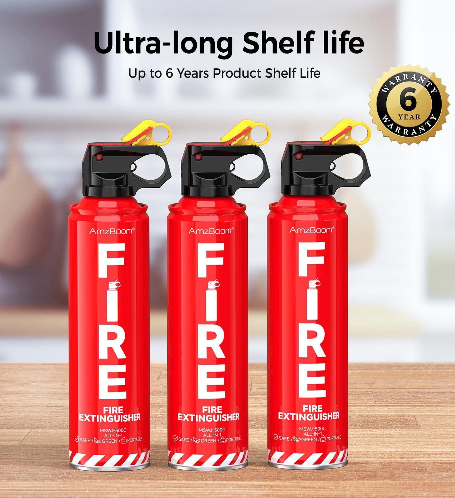 AmzBoom Fire Extinguisher for Home, Car, Kitchen, and Boat 3-Pack with Emergency Survival Kit, Portable Extinguishing Aerosol Spray Compact A, B, C, K – Includes Mounting Brackets for Easy Access. - Image 5
