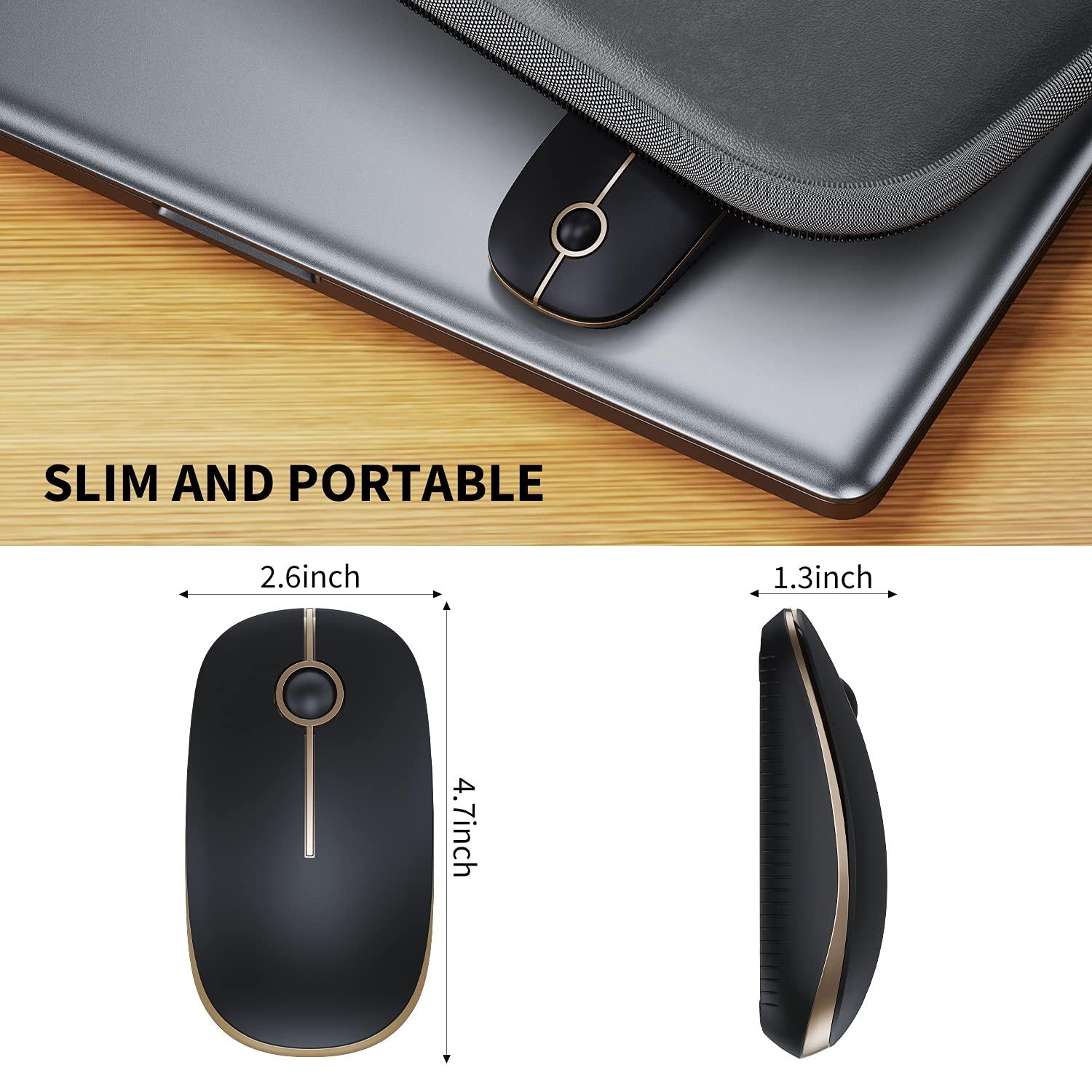 VssoPlor Wireless Mouse, 2.4G Slim Portable Computer Mice with Nano Receiver for Notebook, PC, Laptop, Computer (Black and Gold) - Image 5