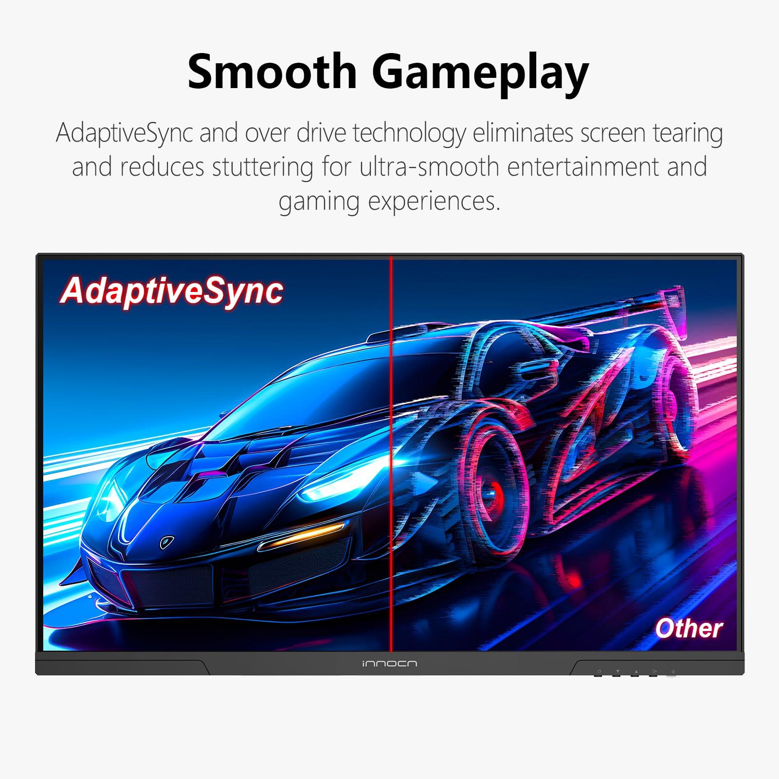 INNOCN 27" Monitor 120Hz FHD 1920 x 1080p IPS PC Computer Desktop Gaming Display Built-in Speaker, Eyes Care, Height/Pivot Adjustable, HDMI, VGA, VESA Mountable - Black, 27D1FR - Image 3