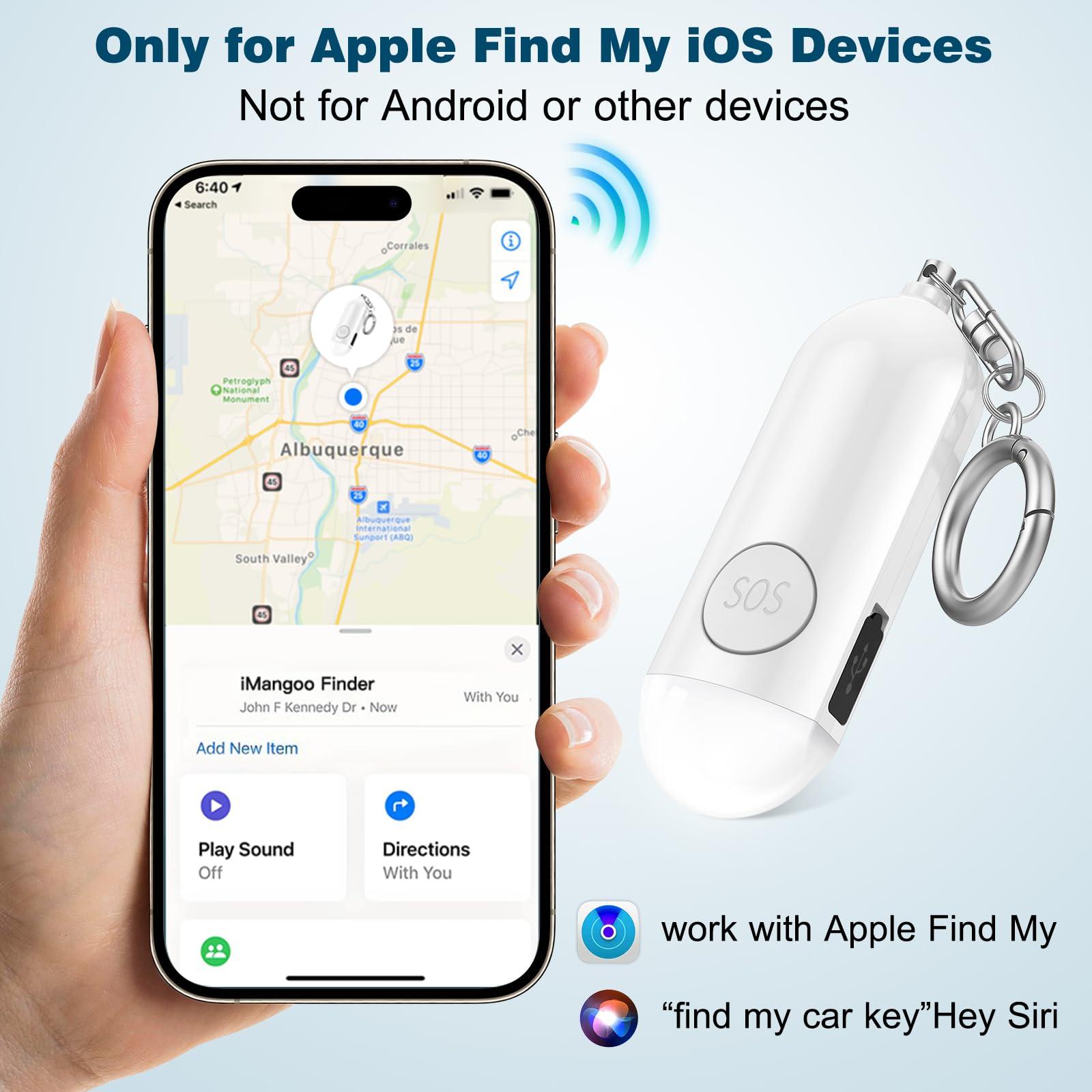 Personal Alarm for Women Rechargeable 130dB Loud Beeping Sound Siren LED Light Running Safety Keychain Finder Only for iPhone iOS Find My Air Smart Tag Locator Item Tracker Backpack Car Key Chains - Image 5