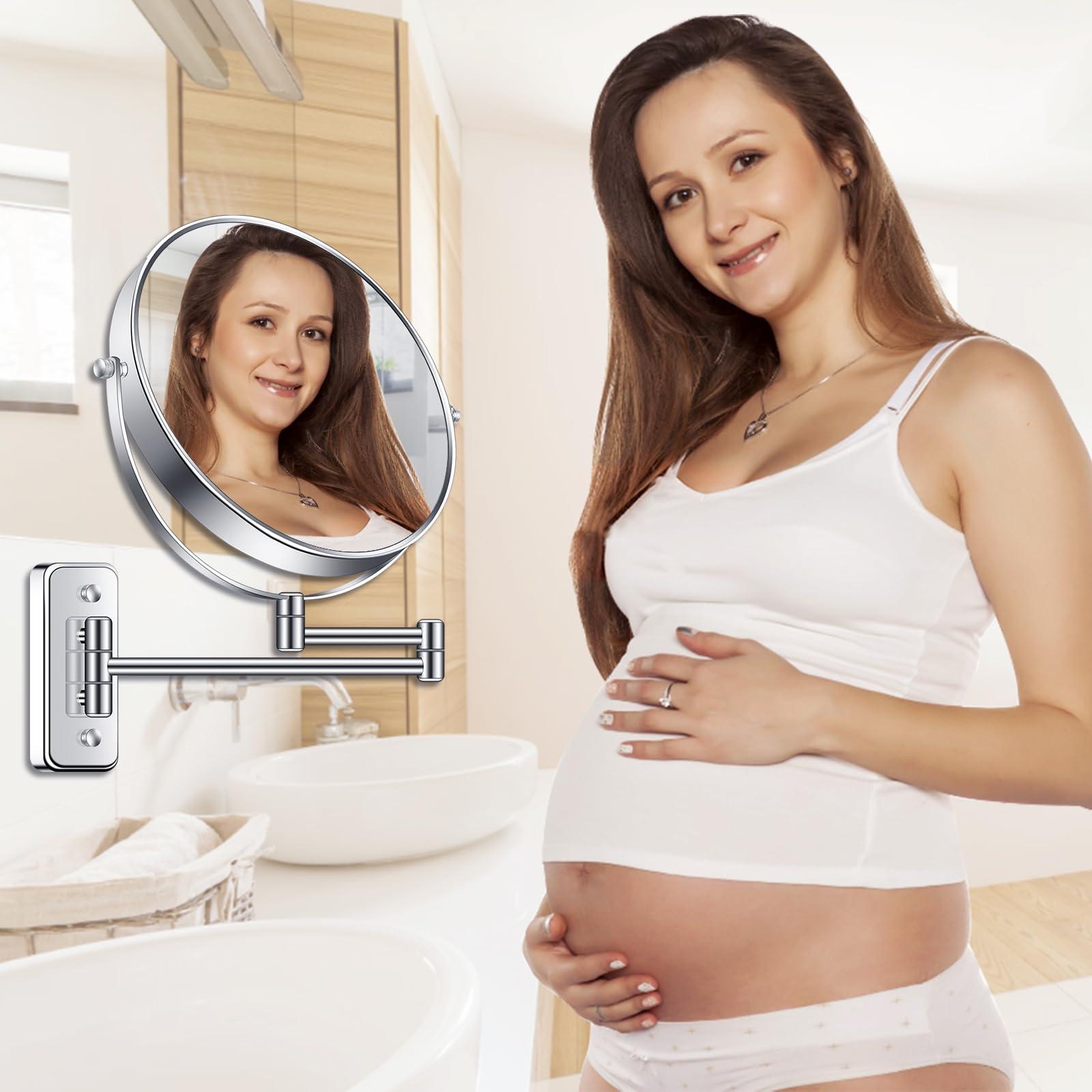 BTremary 9” Large Wall Mounted Makeup Mirror 1X/7X Double-Side Bathroom Magnifying Mirror 360 Swivel Vanity Mirror Extendable Shaving Wall Mount Cosmetic Mirror for Men and Women, Chrome - Image 4