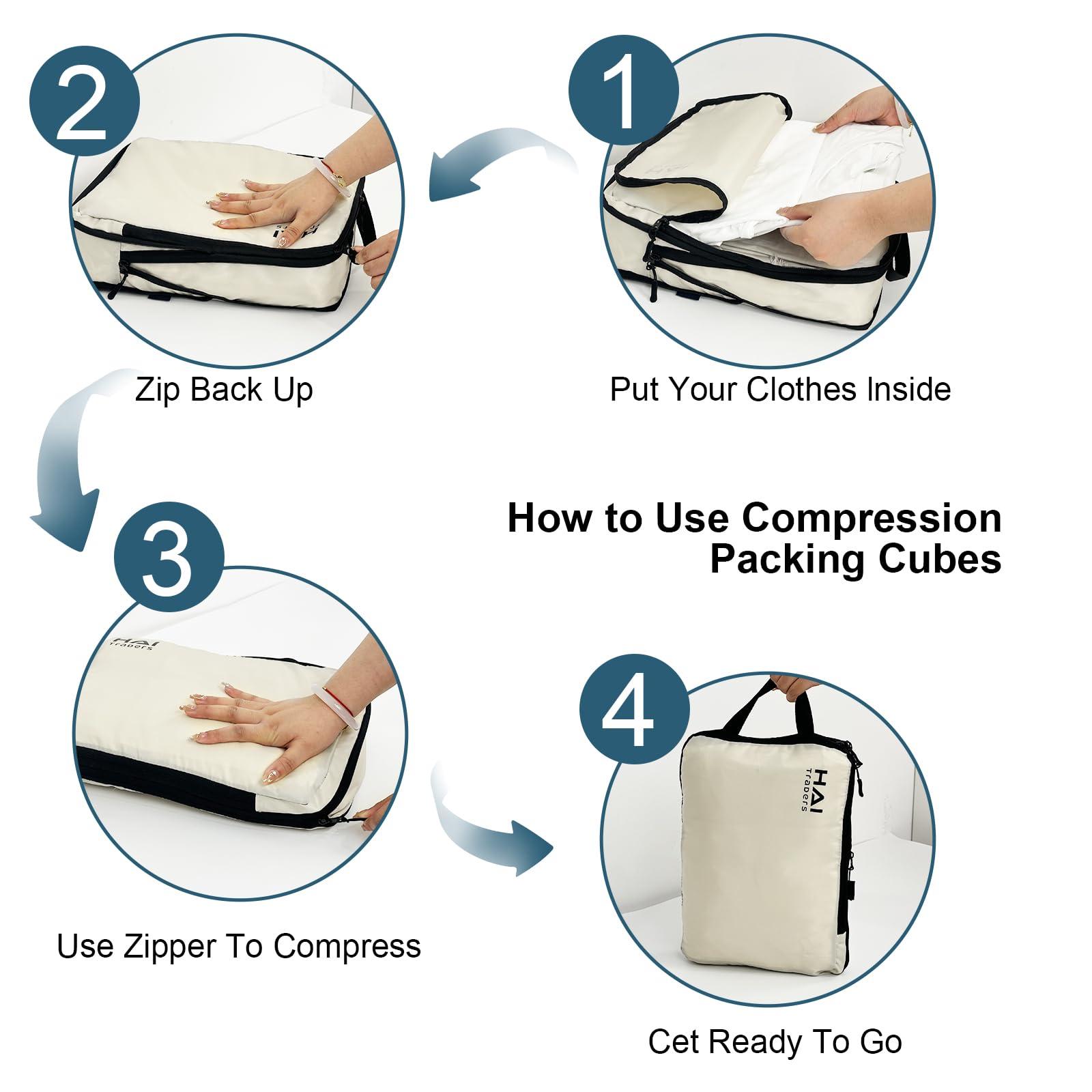 HAI TRADERS Compression Packing Cubes for Travel – 3 Pack Luggage Organizer Bags for Suitcases, Carry-On & Backpacks – Lightweight, Space Saver Clothes Storage Cubes - Image 7