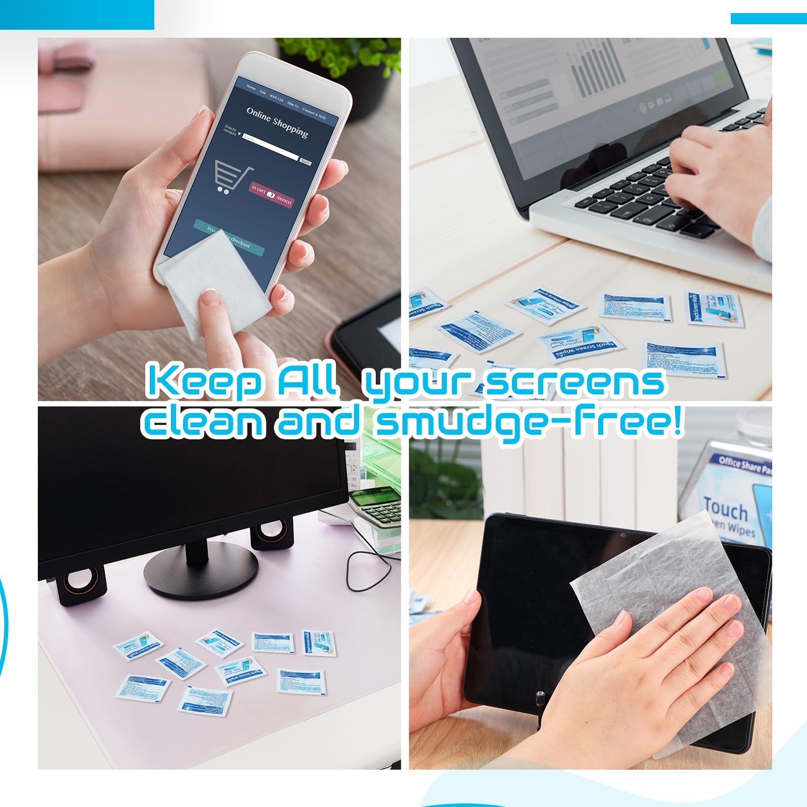 Willinglong 200 Pack Touch Screen Wipes Pre Moistened Lens Wipes Individually Electronic Screen Wipes for Monitors with 1 Clear Plastic Bottle 2 Bucket Labels for Glasses Computer Smartphone Screens - Image 7