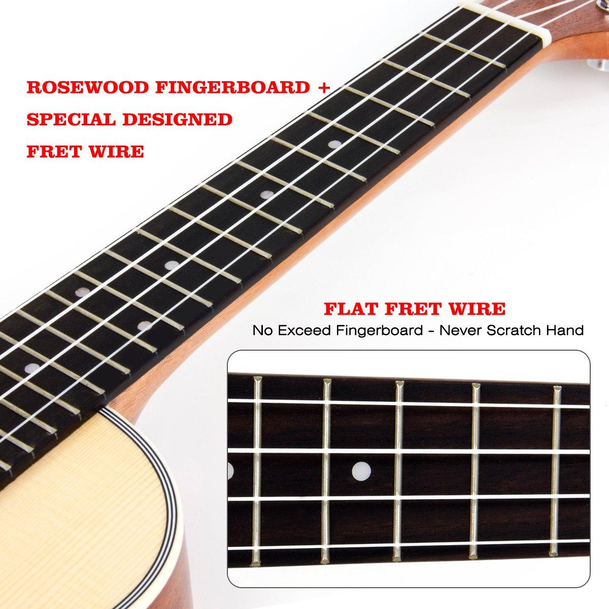 Concert Ukulele,Kmise Ukelele 23 Inch Solid Spruce Ukalalee with Bag and Digital Tuner for Beginners Adults - Image 6