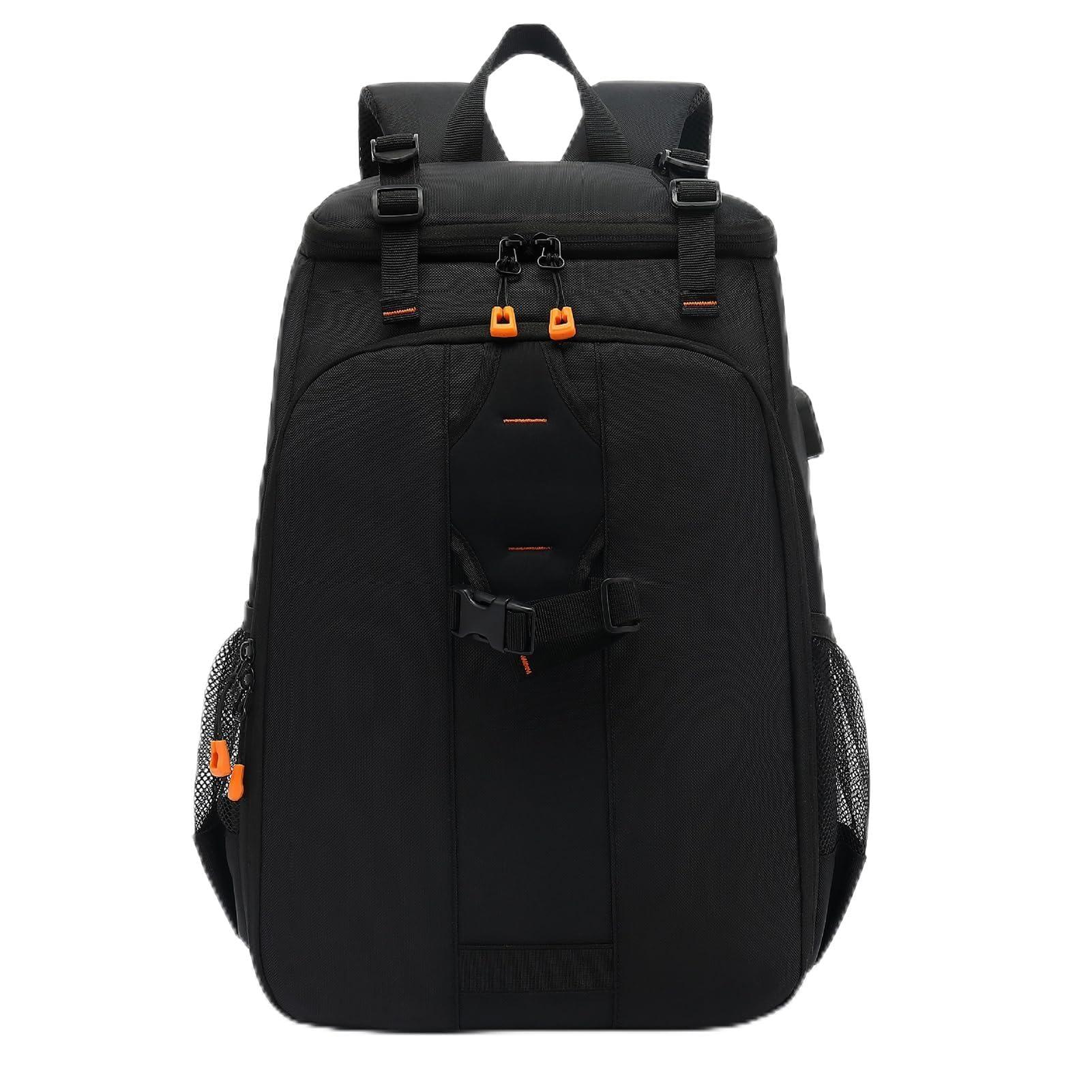 Camera Backpack with USB Charging Port, 800g Light Backpack for DSLR, Water Large Capacity for Tripod Holder, 15.6 Inch Laptop Compartment, Photographers and Travelers