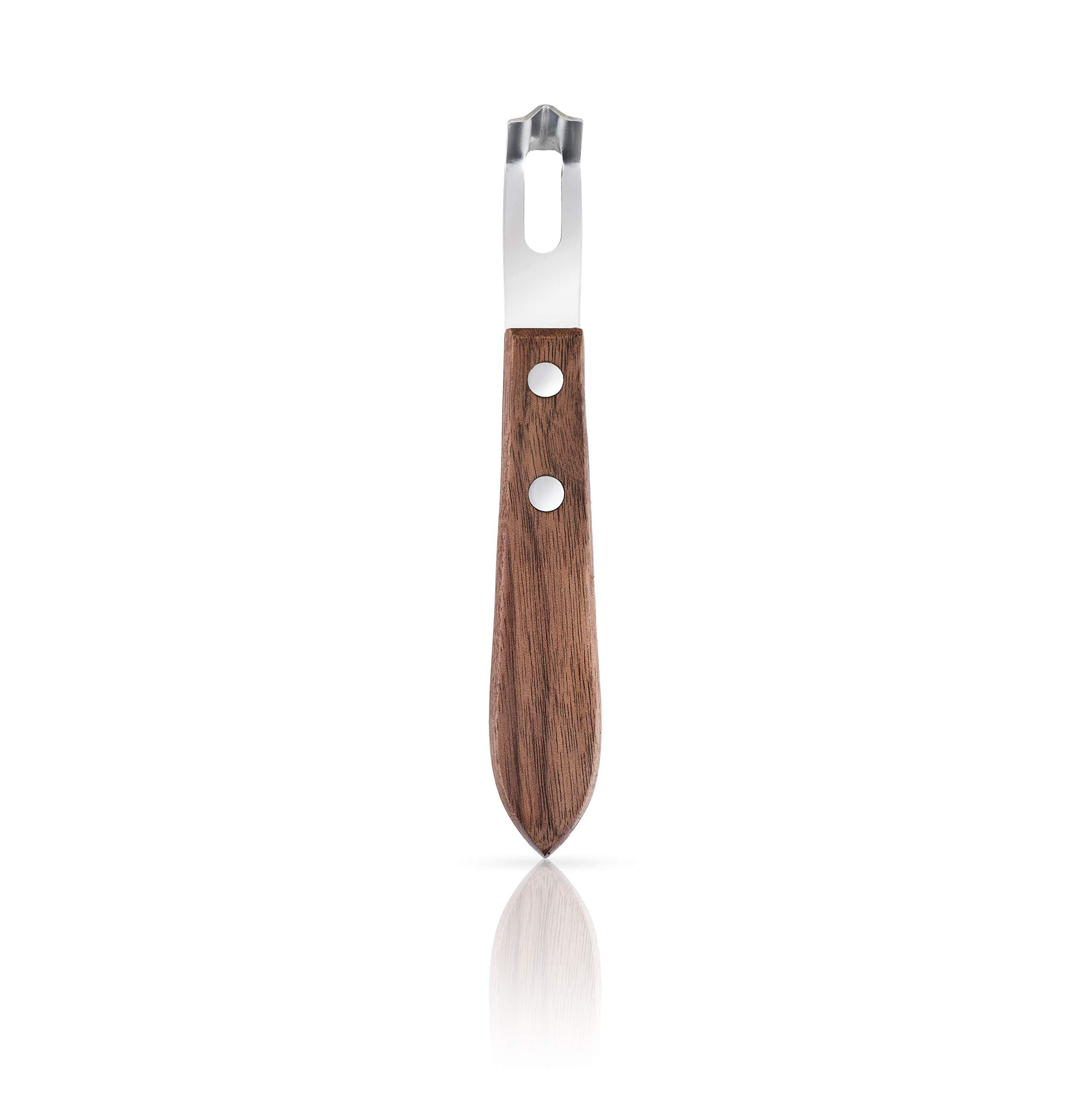 Viski Channel Knife, Citrus Zester and Orange Peeler Tool, Walnut Wood and Stainless Steel Bar Tool for Cocktail Garnishes, Perfect for Home Bars, Craft Cocktails and Bartender Gifts, Set of 1