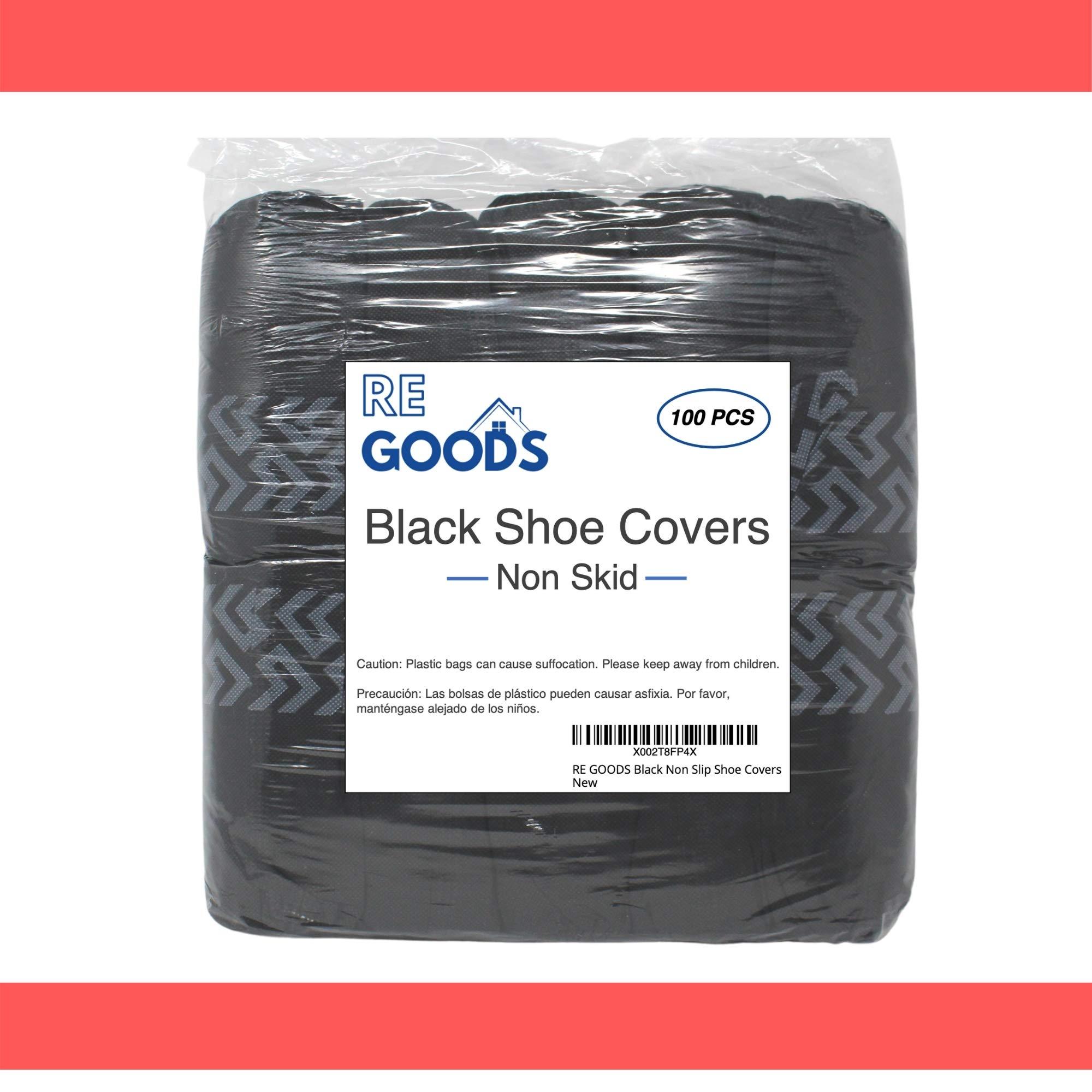 RE GOODS Shoe Covers - 100 Pack, X Large, Extra Thick With Non Skid Soles, Professional Sleek Black Disposable Boot and Shoe Booties, One Size Fits Most, Non Slip - Indoor/Outdoor - Image 7