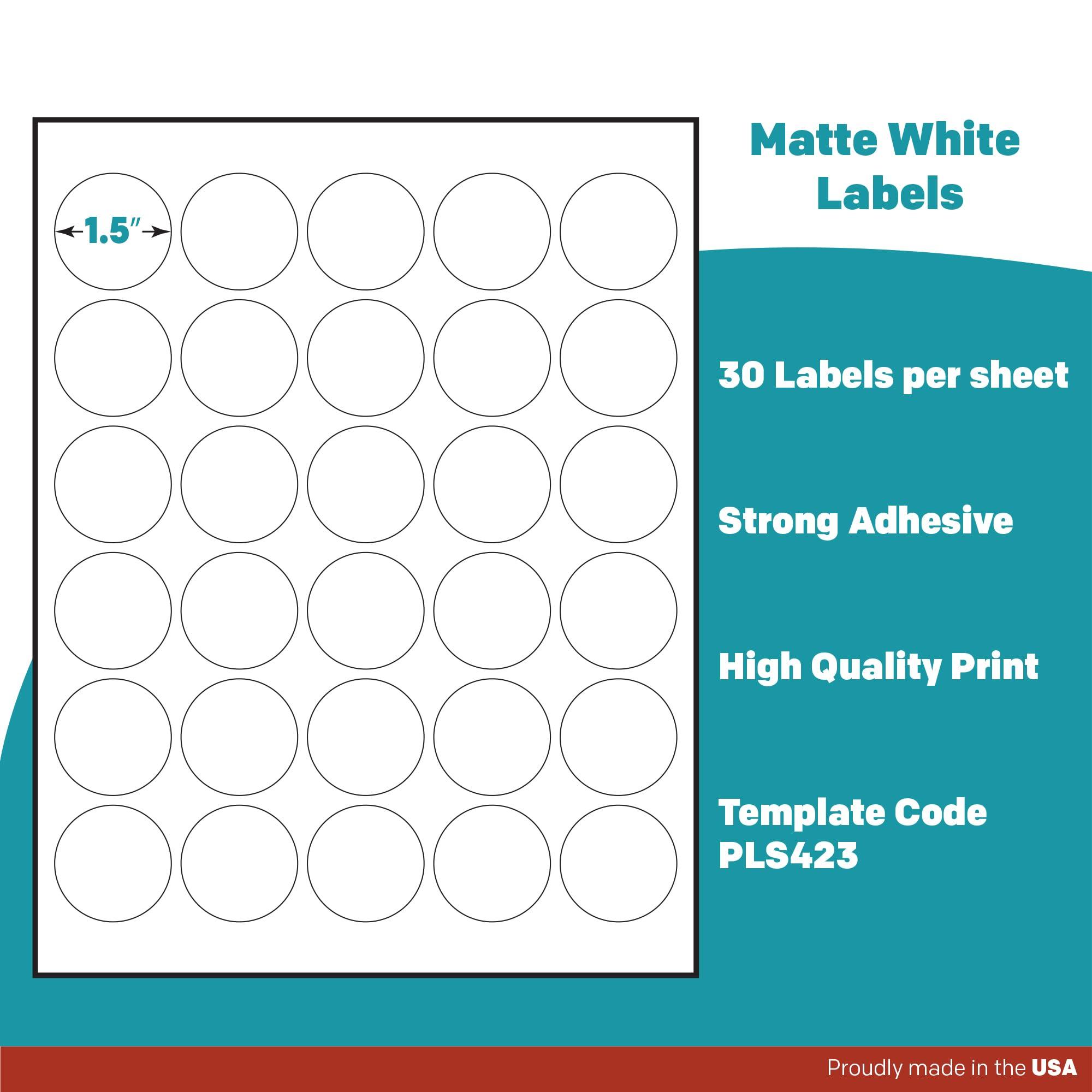 Premium Label Supply White Sticker Round Labels – 1.5" Circle – Laser/Inkjet Compatible – (30 per Sheet), 25 Sheets – 750 Total Adhesive Labels - Image 4
