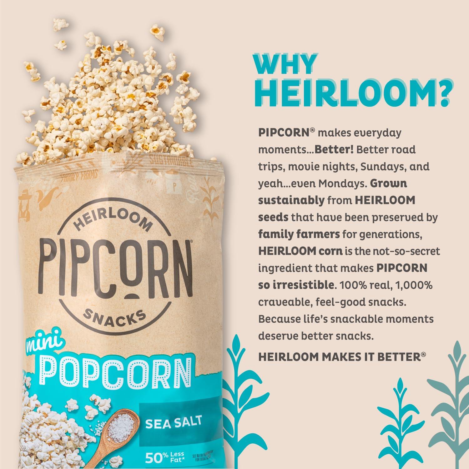 Mini Heirloom Popcorn by Pipcorn - Sea Salt,1oz 24pk - Healthy Snacks, Gluten Free Snacks, Snack Packs, Heirloom Corn, Salty Snacks - Image 4