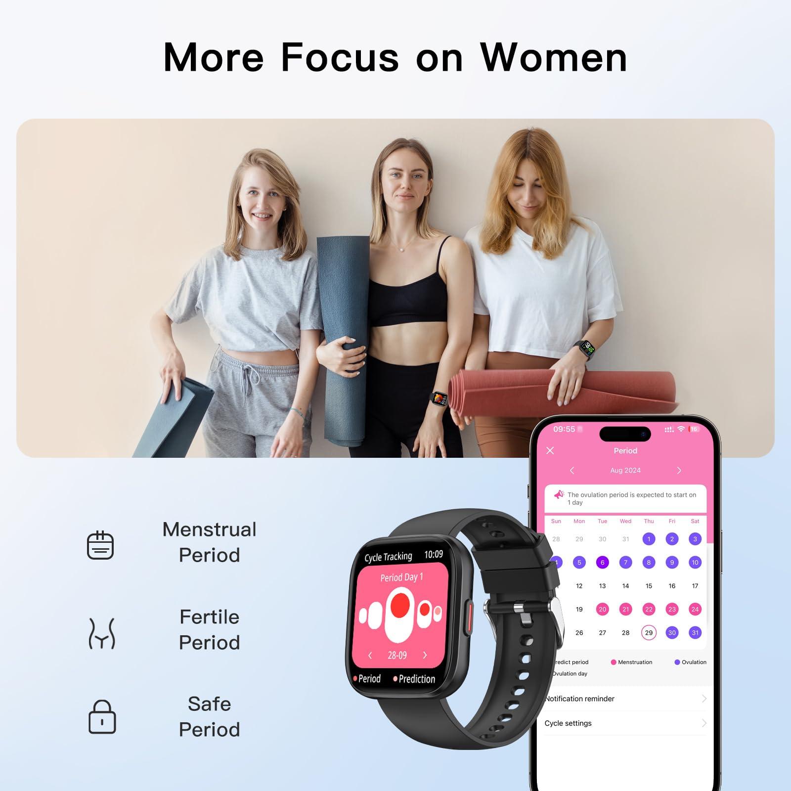Smart Watches for Men Women Answer/Make Call, 1.85" Fitness Watch with 120+ Sports Modes, Heart Rate/Blood Oxygen/Activity Tracker, Pedometer, IP68 Smartwatch for iOS Android Samsung (Black, 1.85”) - Image 7