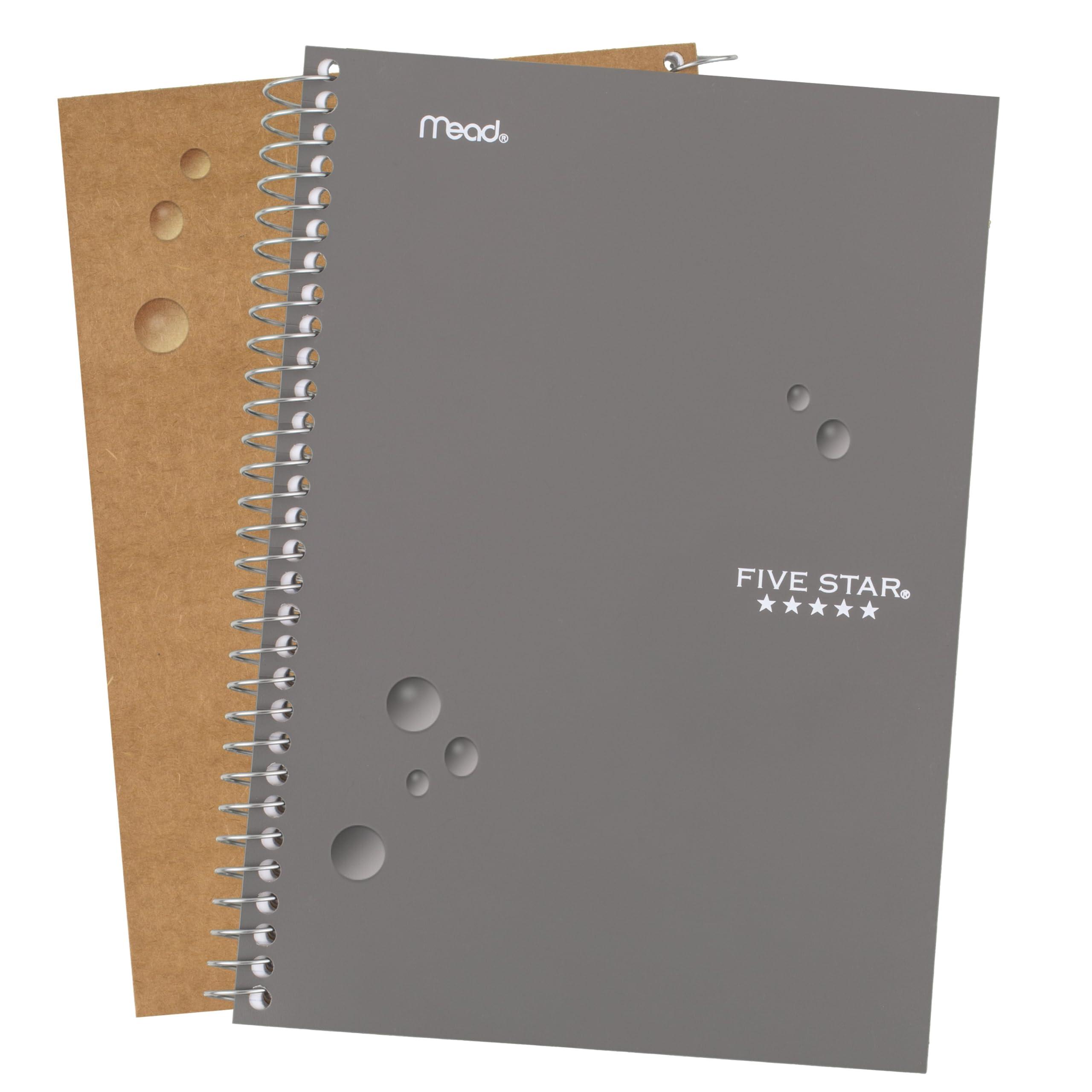 Five Star Spiral Notebook, 2 Subject, College Ruled Paper, 6" x 9-1/2", 80 Sheets, Fights Ink Bleed, Water Resistant Cover, Gray (840029AA3-ECM) - Image 7
