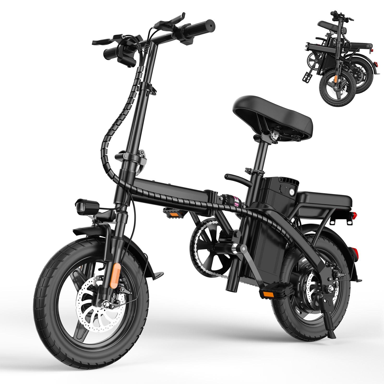 E14 Electric Bike for Adults 500W Motor, Folding Ebike 14" Adults Electric Bicycles, 48V 13Ah Removable Battery UL 2849 Certified, 25 Miles PAS Range