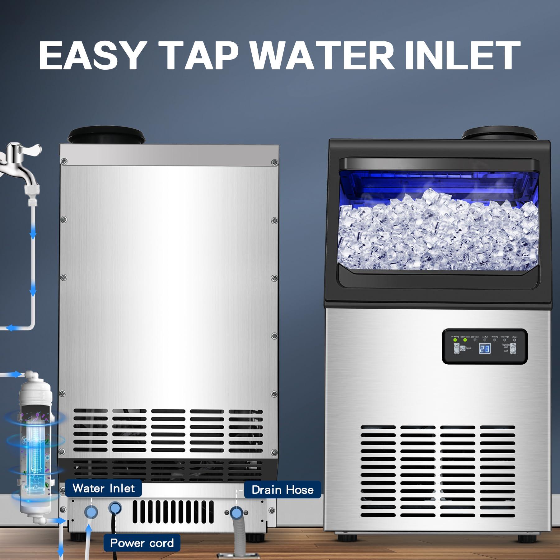 Commercial Ice Maker Machine 110LBS/24H, Undercounter or Freestanding Ice Machine with 22LBS Storage Bin, Stainless Steel Self-Cleaning for Home, Bar, Restaurant, Coffee Shop - Image 7