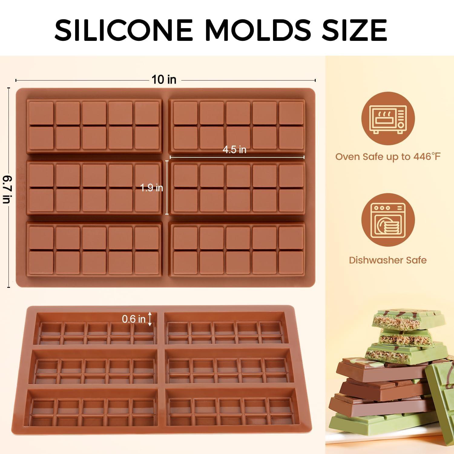 Fimary Chocolate Bar Mold - Non-Stick Chocolate Molds, Food Grade Silicone Deep Mold for Dubai Pistachio, Candy, Snacks - Image 2