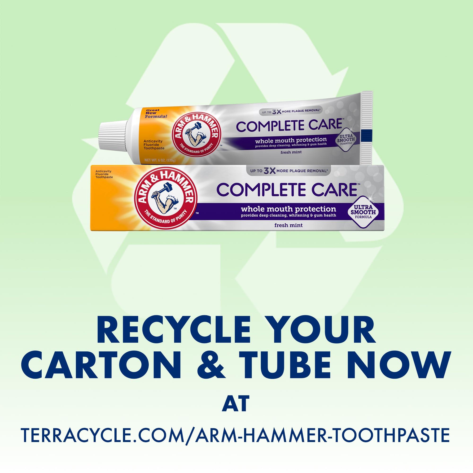 ARM & HAMMER Complete Care Toothpaste, Teeth Whitening Toothpaste, Fluoride, Whole Mouth Protection, Fresh Mint Flavor, 6.0 oz (Pack of 4) - Image 9