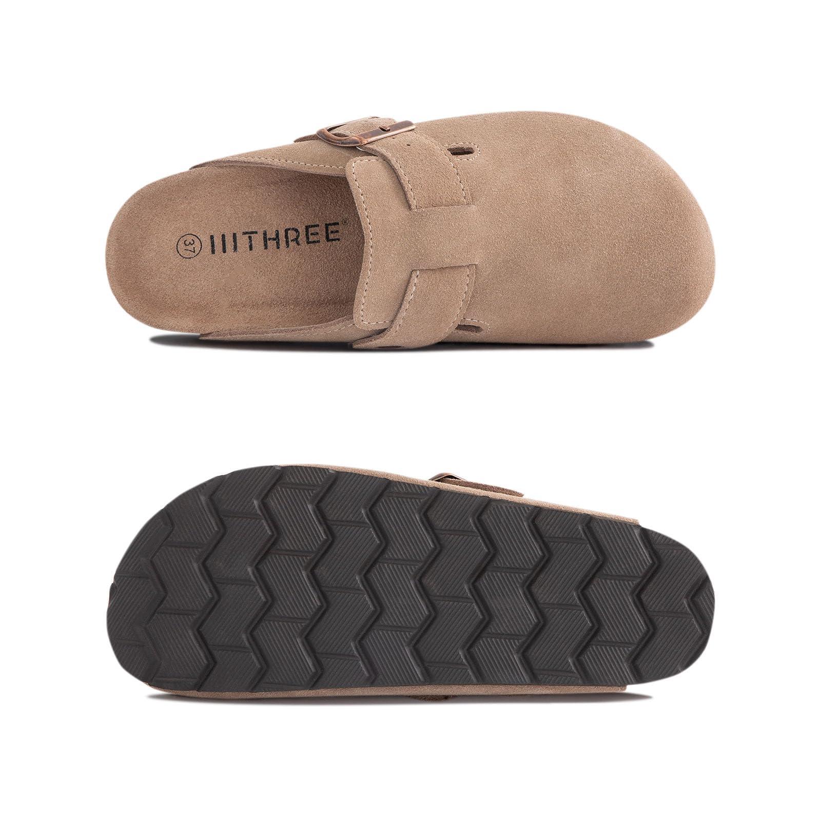 IIITHREE Women's Suede Clogs Cork Footbed Clogs for Women Soft Leather Adjustable Buckle Slip-on Potato Shoes Sandals - Image 4