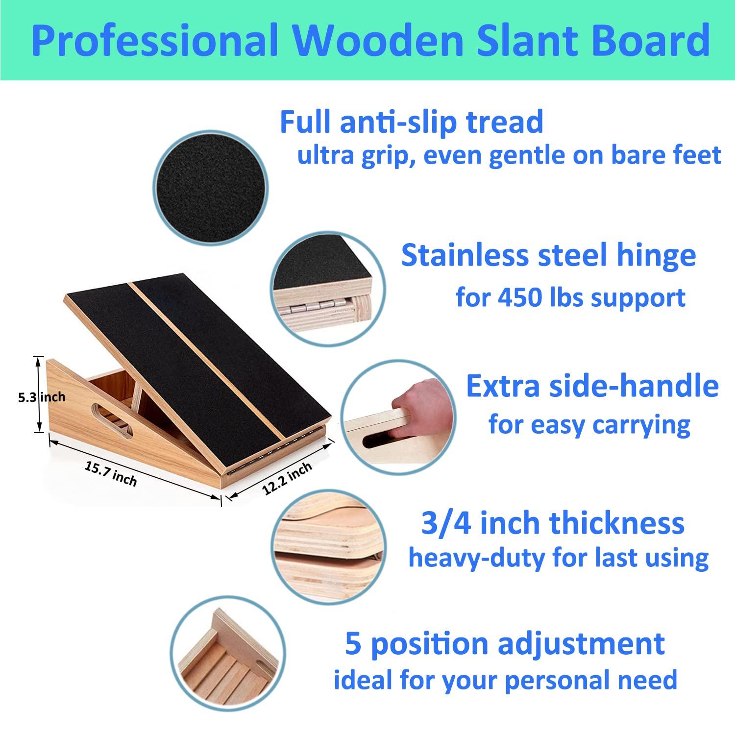 Slant Board for Calf Stretching Squats Calf Stretcher Incline Stretch Adjustable Wooden Wedge Footrest Professional for Knees Ankle Heel Feet Leg - Image 4