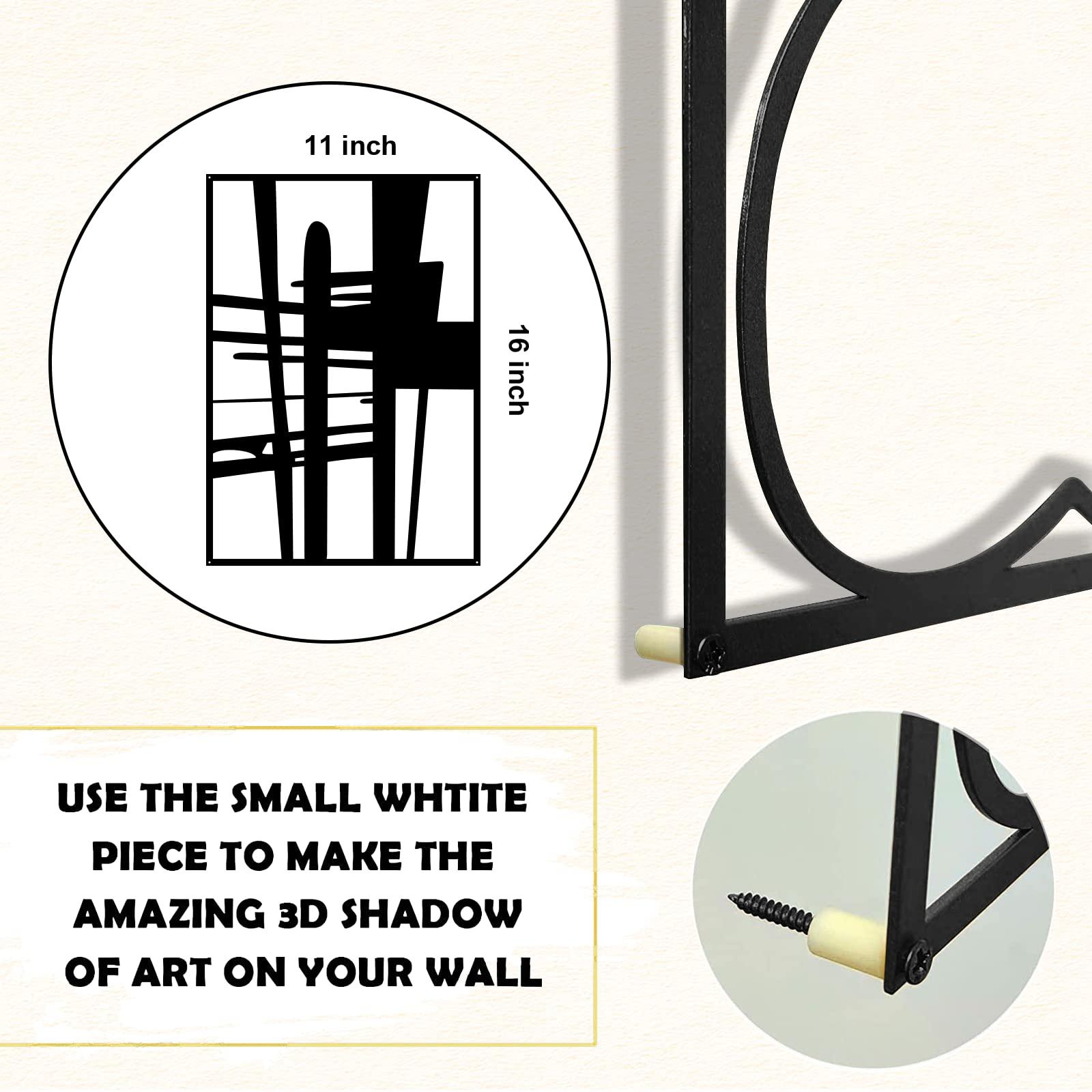 Glamativity 4 Pack Black Abstract Metal Wall Art, Minimalist Décor Single Line Art Wall Décor, 3D Textured Metal Wall Sculptures, for Living Room Bedroom Bathroom Study Room (Black Abstract, M Size 16 x 11'') - Image 6