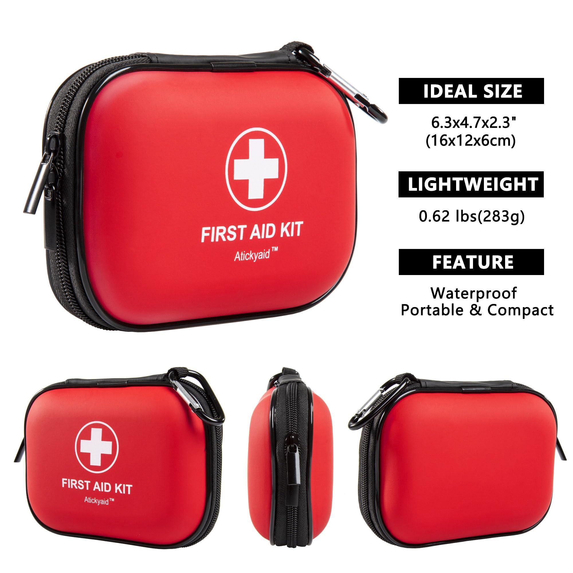 Mini First Aid Kit - 120 Piece Small Waterproof Hard Shell Medical Kit for Car, Home, Office, Travel, Camping, Sports, Outdoor, School - Emergency First Aid Supplies and Survival Kit (Red) - Image 2
