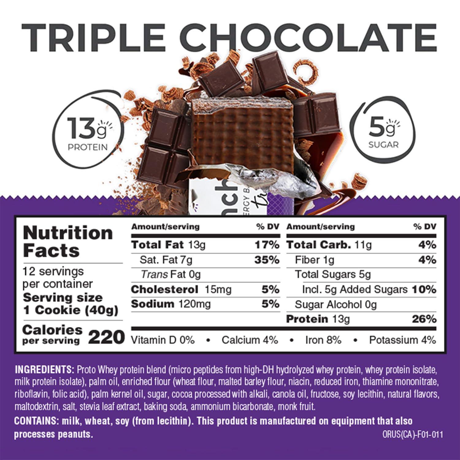 Power Crunch Protein Wafer Bars, High Protein Snacks with Delicious Taste, Triple Chocolate, 1.4 Ounce (12 Count) - Image 3
