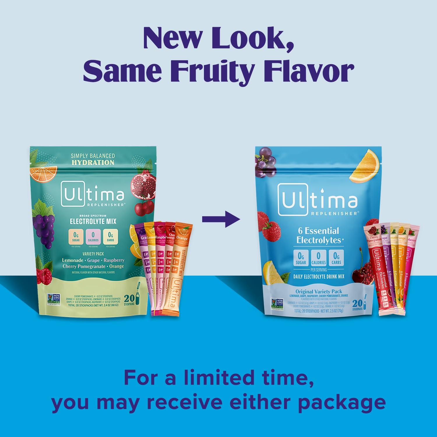Ultima Replenisher Daily Electrolyte Powder Drink Mix – Sugar Free – Original Variety, 20 Stickpacks – Hydration Packets with 6 Electrolytes and Minerals – Keto Friendly, Vegan, Non-GMO - Image 3