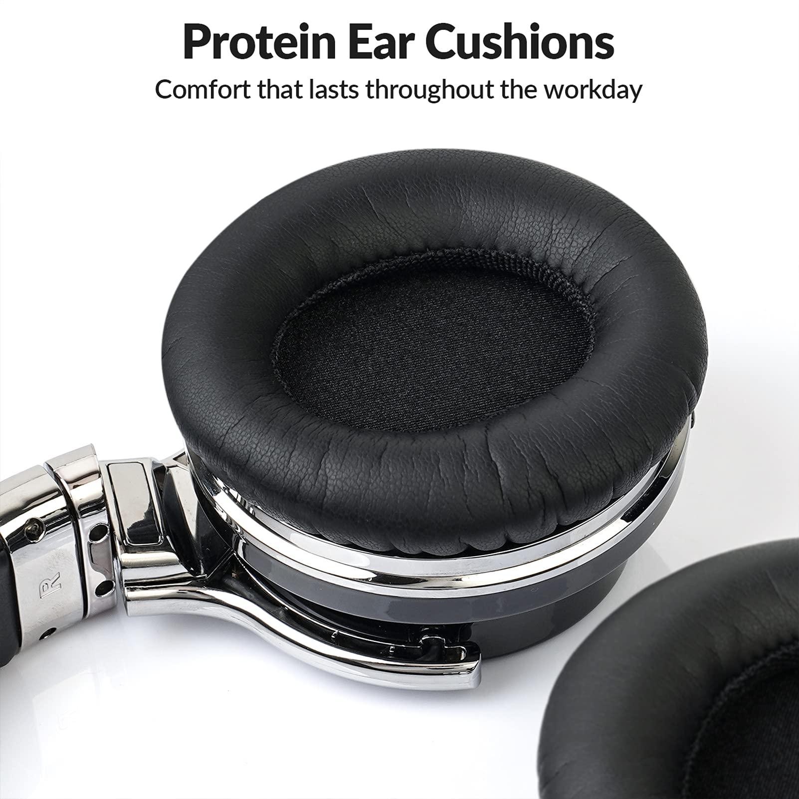 Silensys E7 Active Noise Cancelling Headphones Bluetooth Headphones with Microphone Deep Bass Wireless Headphones Over Ear, Comfortable Protein Earpads, 30 Hours Playtime for Travel/Work, Black - Image 4