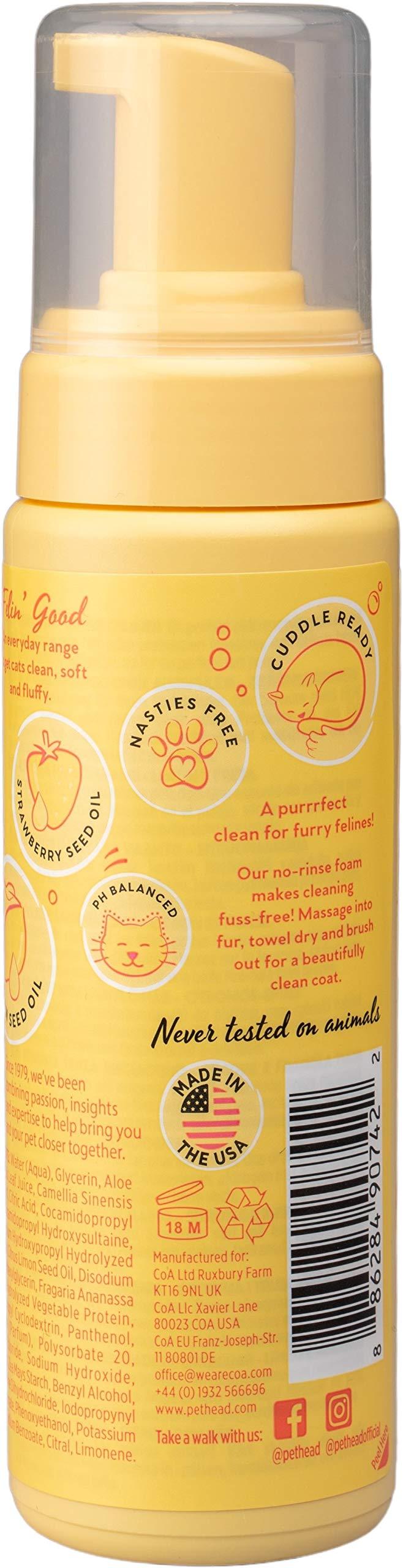 Pet Head Felin' Good Cat No Rinse Foam | Fruity Scent with Aloe Vera | Dry Cat Shampoo for Smelly Cats | Vegan | Lick-Safe | Gentle Formula for Kittens | Made in USA | 6.7 fl. oz. - Image 2