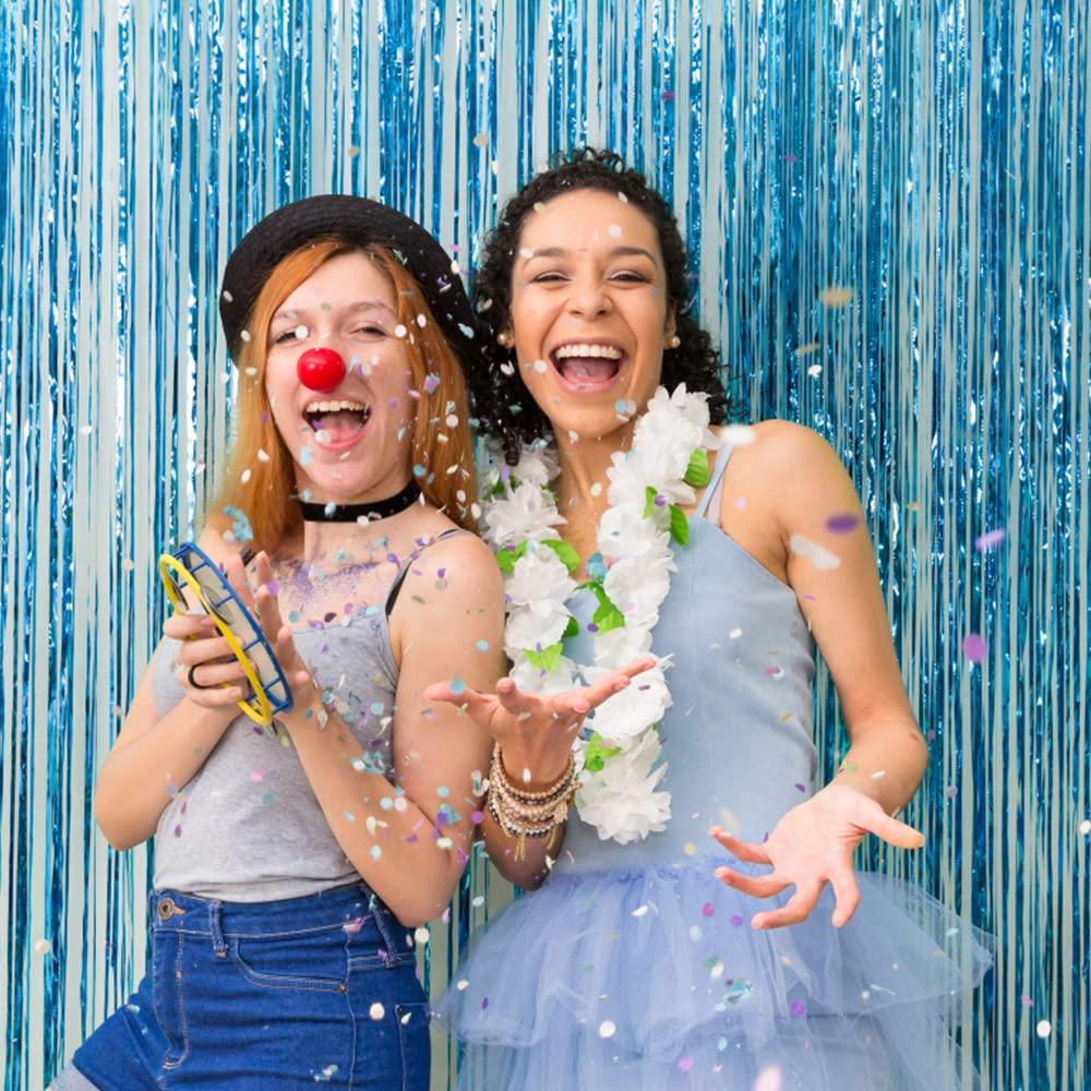 2 Pack Blue Streamers Party Decorations Fringe Backdrop Ocean Themed Decorations Foil Curtain Backdrop Blue Birthday Ocean Party Decor Supplies - Image 6