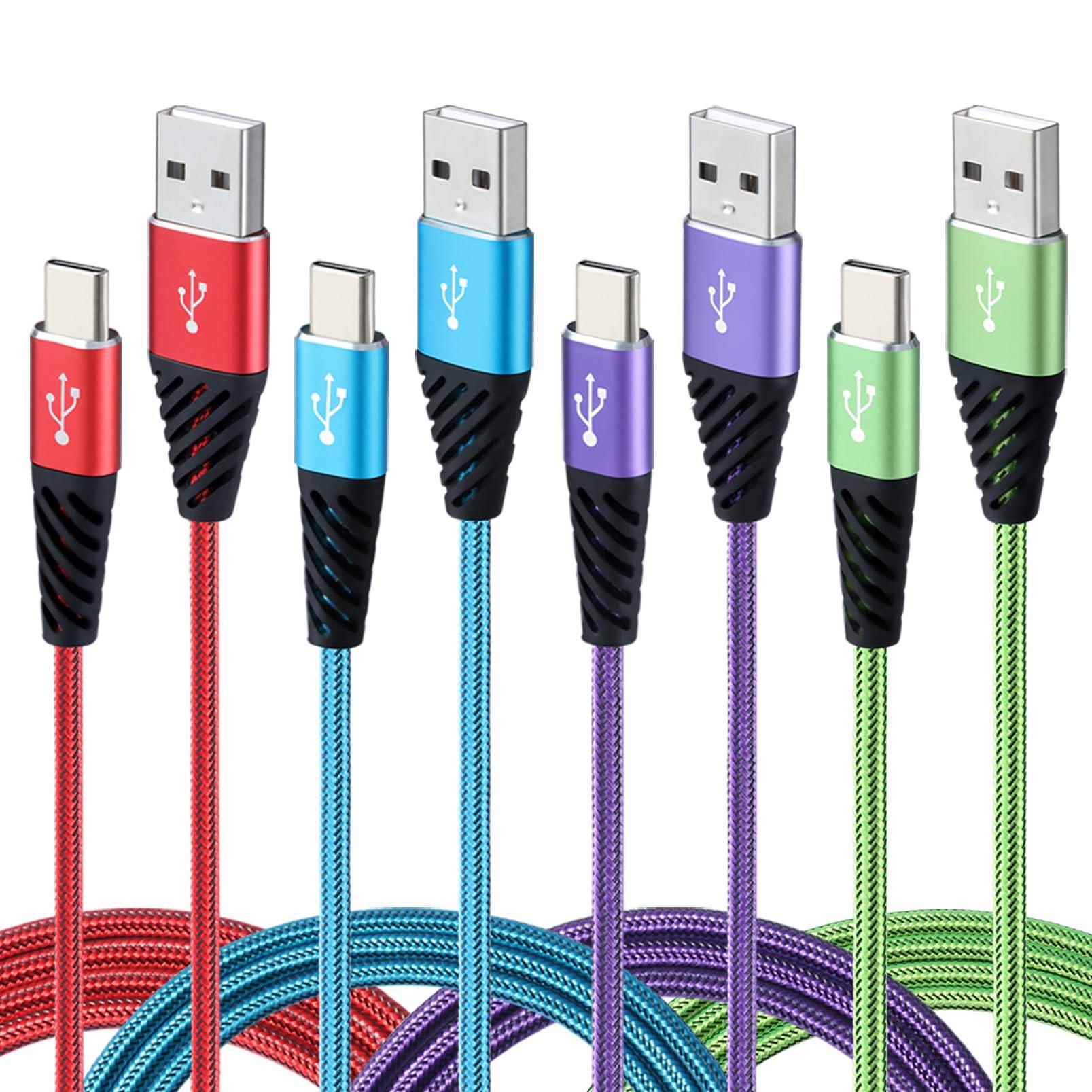Bynccea Type C Charger Cable 10FT 4-Pack Fast Charging Cord USB A to USB C Cell Phone Charger Nylon Braided Compatible with Samsung Galaxy S10 S9 S8 Note 10 9 Pixel LG V30