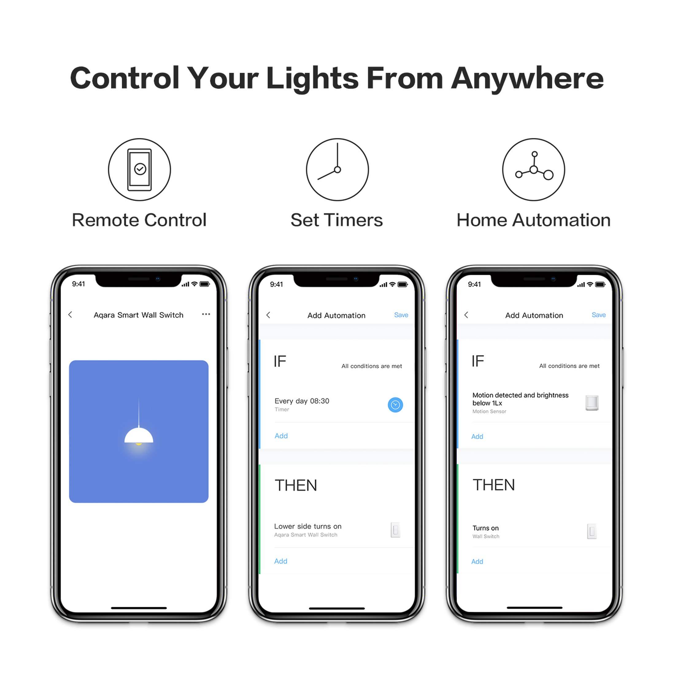 Aqara Smart Light Switch (No Neutral, Single Rocker), Requires AQARA HUB, Zigbee Light Switch, Remote Control and Smart Home Automation, Compatible with HomeKit, Google, Works with Alexa, SmartThings - Image 3