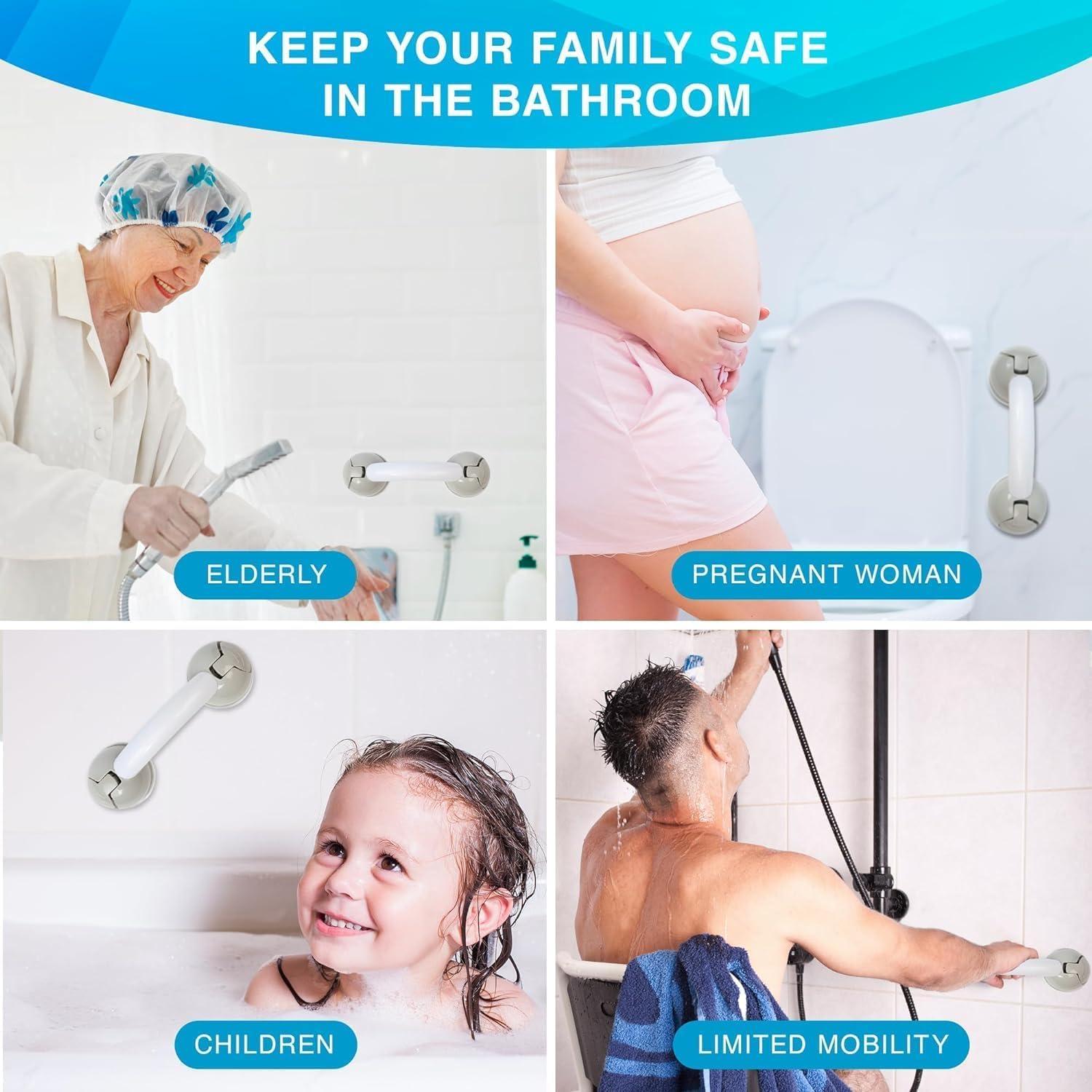 Grab Bars for Bathtubs and Showers: Durable Plastic Bathroom Safety Rails with Suction Cup Handles for Elderly and Seniors, Anti-Slip Support for Tub, Toilet, and Wall | Adjustable Design 2 Pack - Image 7