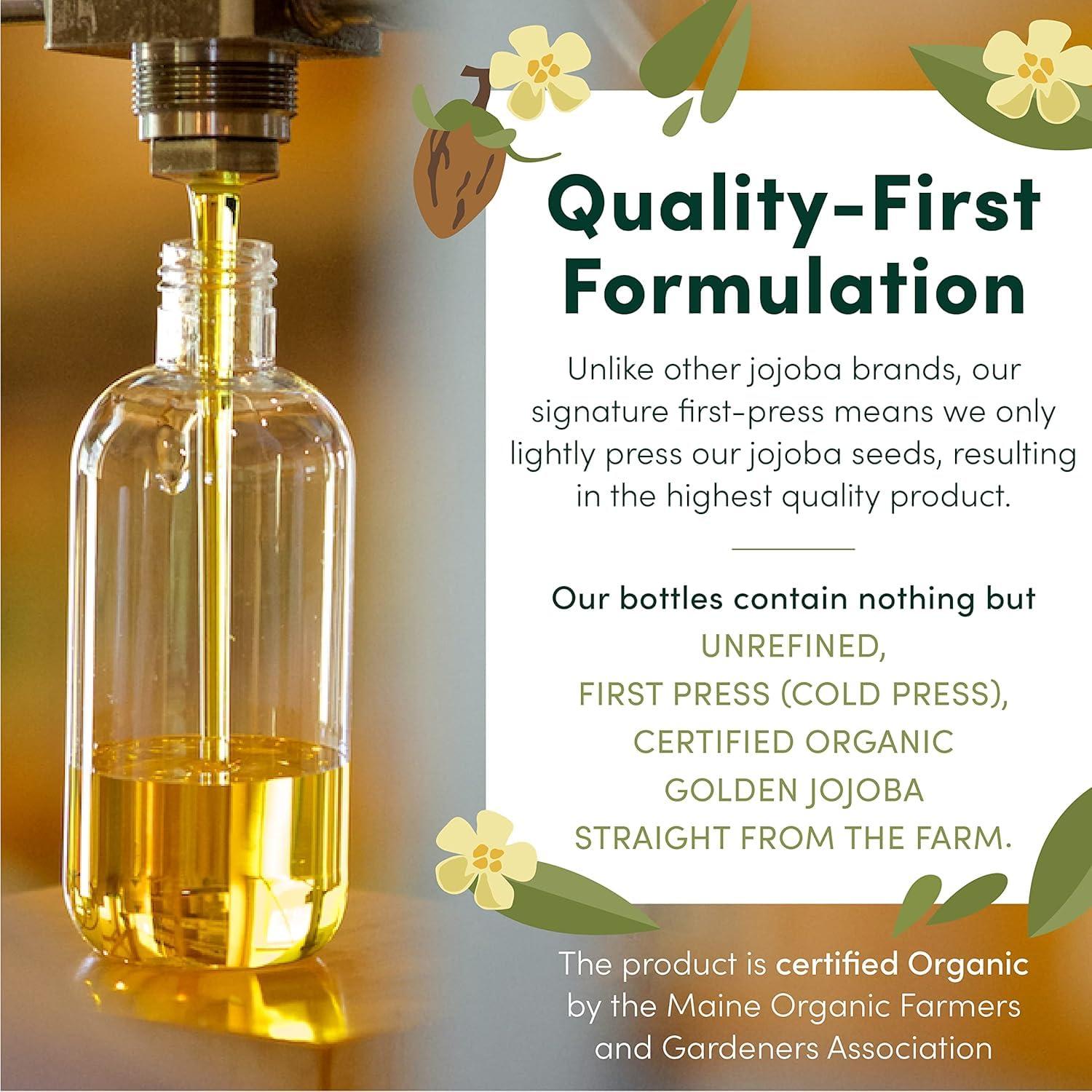 HobaCare Natural Organic Jojoba Oil for Hair, Skincare, Face, Body, Scalp, Nails, Beard Care, Skin Massage – Unrefined Carrier Oil – 100% Pure, Hexane Free, Moisturizing (8.45 oz) - Image 3