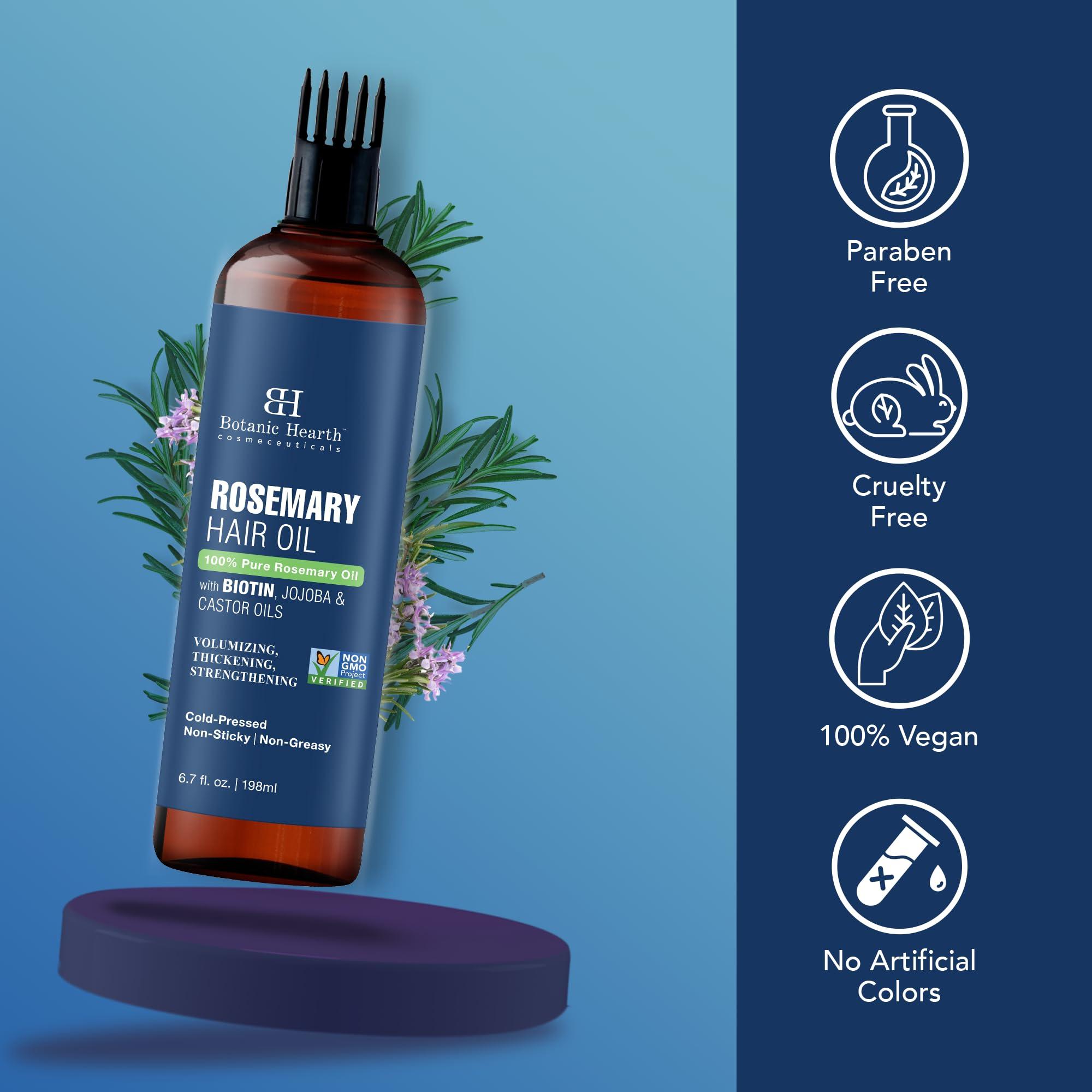 Botanic Hearth 100% Pure Rosemary Oil For Hair Growth (6.7 fl oz) Infused With Biotin, Jojoba & castor Oil | Nourishing & Volumizing | Non GMO Verified - Image 5