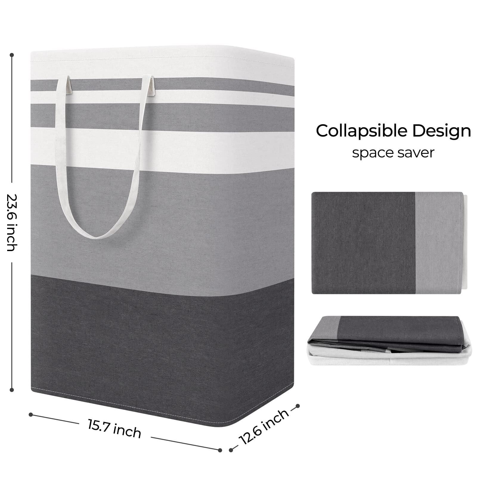 StorageRight Large Collapsible Laundry Basket Hamper with Easy Carry Handles，Freestanding Clothes Hampers for Laundry, Bedroom, Dorm, Towels, Toys, 75L, Gradient Grey - Image 3