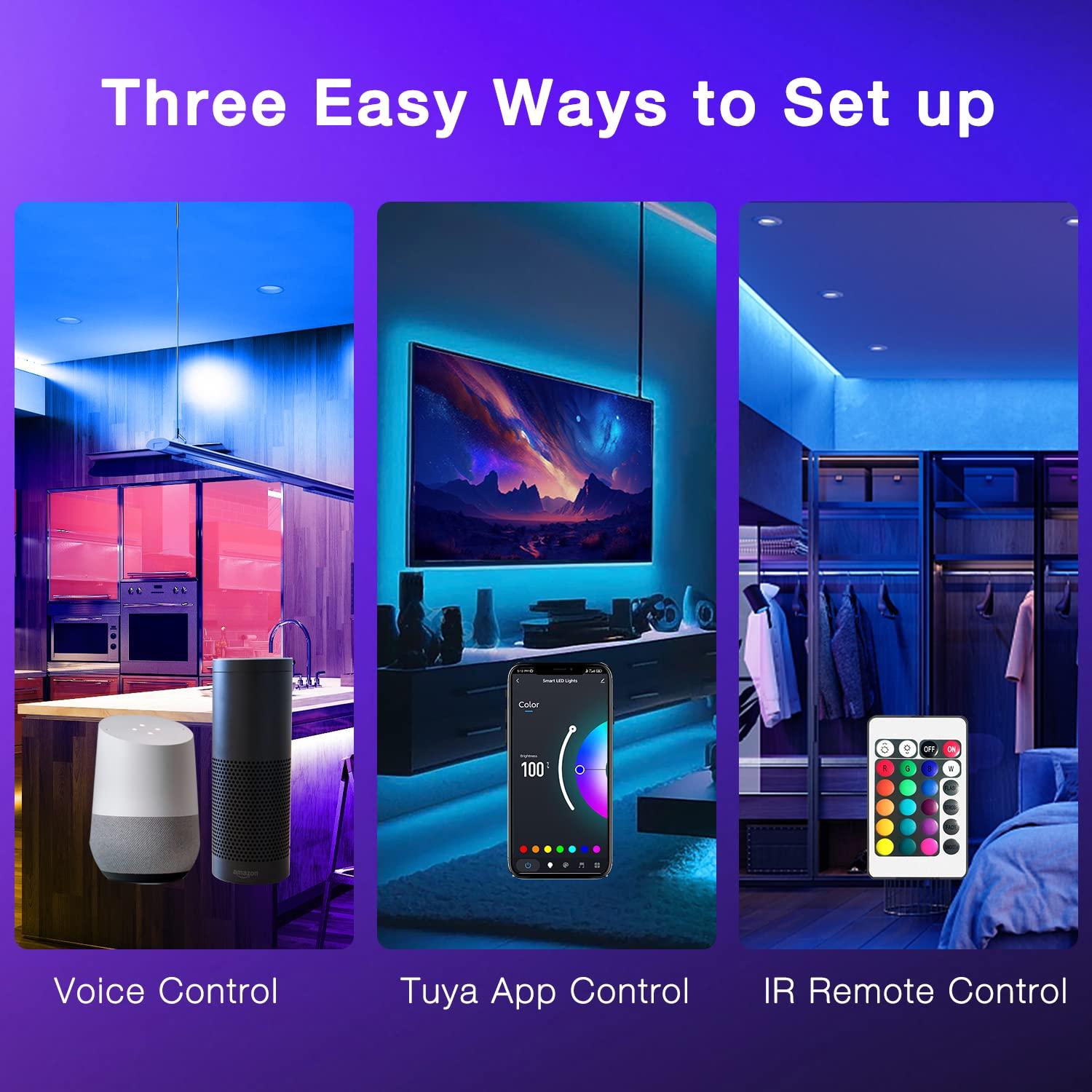 DAYBETTER Smart WiFi Led Lights 100ft, Tuya App Controlled Led Strip Lights, Work with Alexa and Google Assistant, Timer Schedule, Color Changing Led Lights for Bedroom Party Kitchen - Image 5