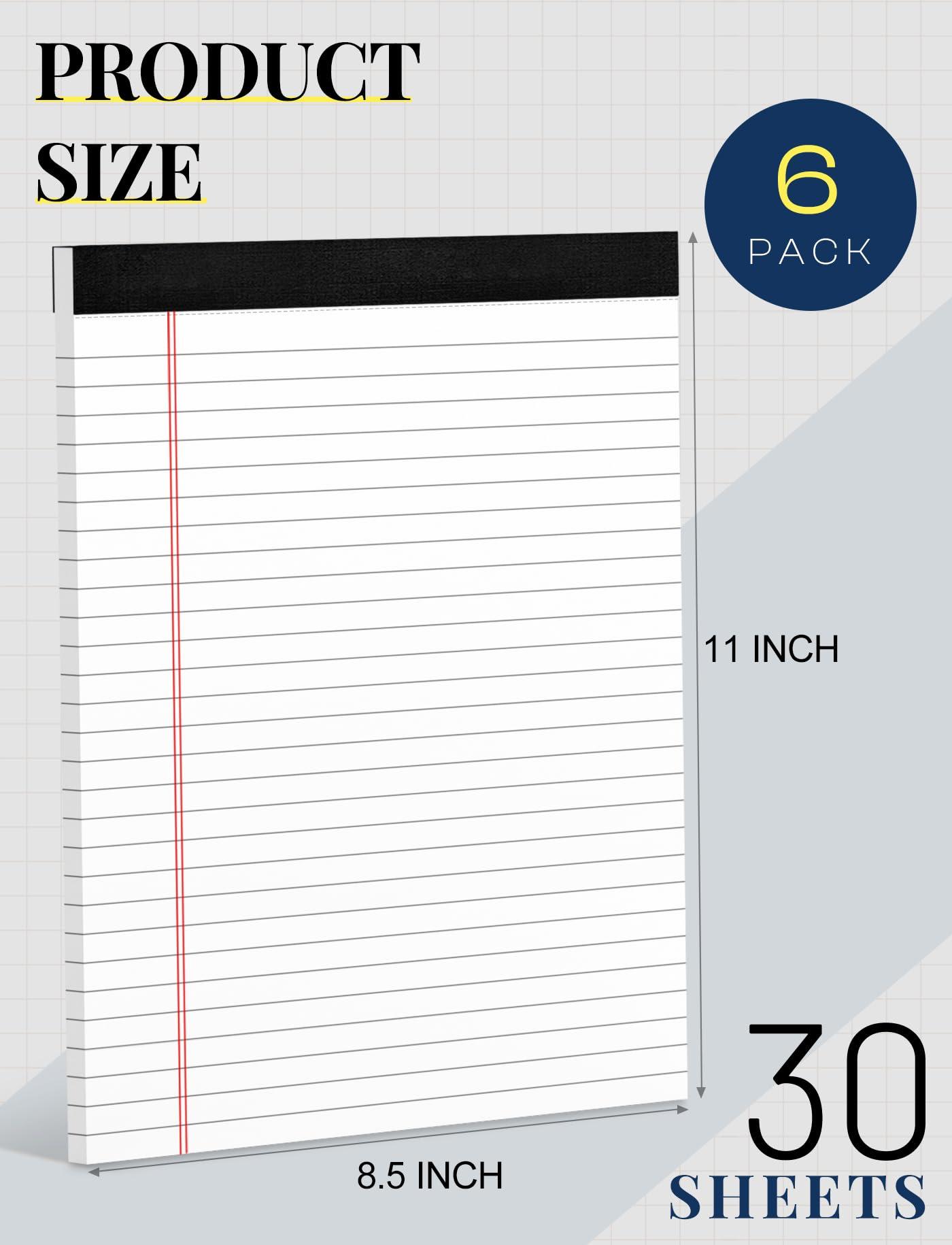 6 Pack 8.5 x 11 Legal Pads for Office Supplies Paper Pads 8.5 x 11 White Note Pads for Work Lined Writing Pads Notebook White Legal Pads Wide Ruled Notepads 30 Sheets Per Writing Pad Legal Note Pad - Image 2