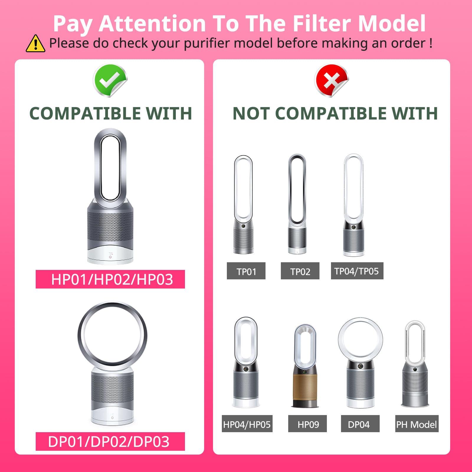 2 Pack HP01 HP02 HEPA Filter Replacement Compatible with Dyson HP01 HP02 DP01 DP02 Desk Purifiers, Replaces Part # 968125-03, Fit for Dyson Pure Hot Cool Link Air Purifier Filter - Image 2