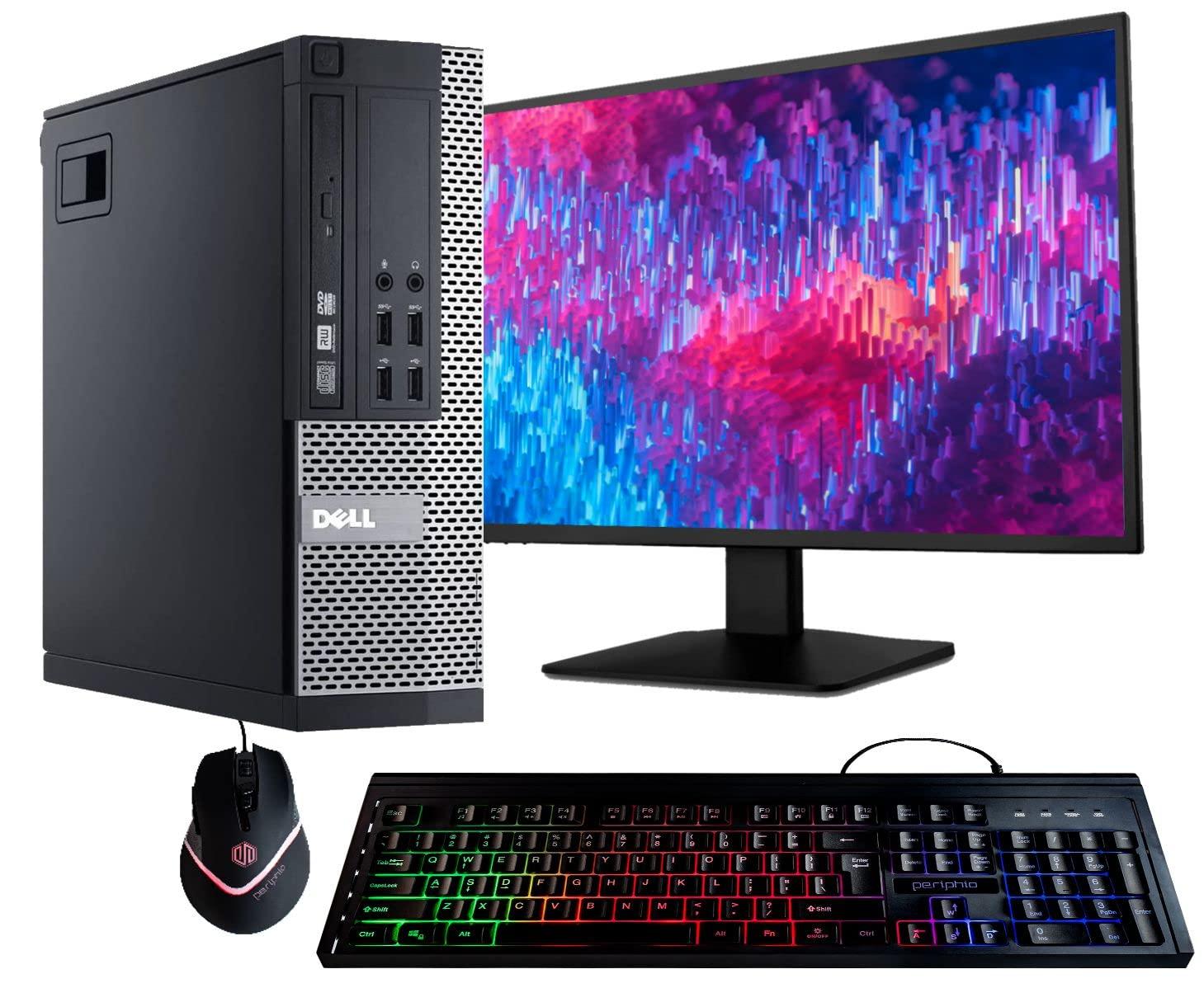 Dell Optiplex 9020 Desktop Computer PC, Intel Quad-Core i5, 500GB HDD Storage, 8GB DDR3 RAM, Windows 10 Pro, DVD, WiFi, 20in Monitor, RGB Productivity Bundle (Renewed)