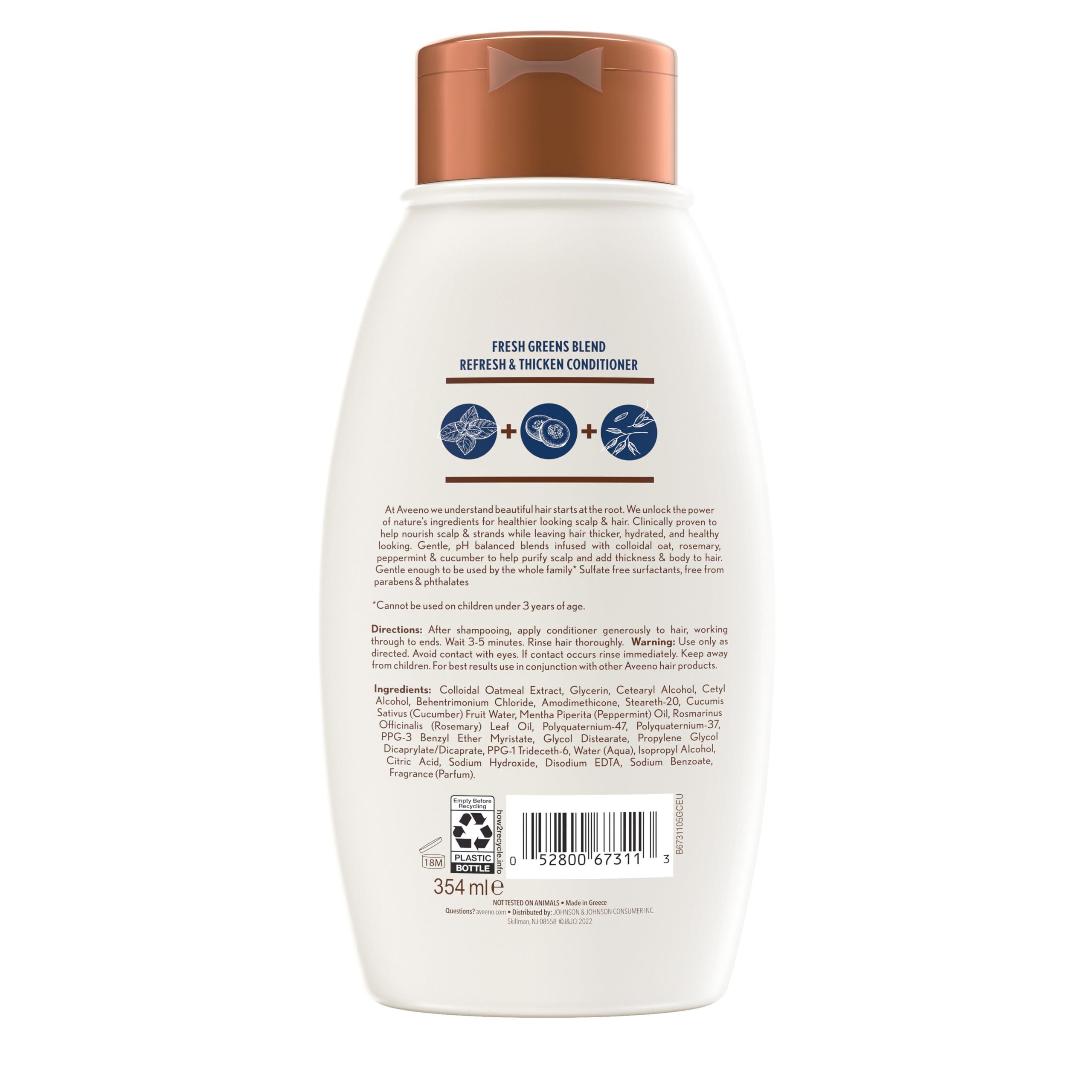 Aveeno, Fresh Greens Blend Sulfate-Free Conditioner with Rosemary, Peppermint & Cucumber to Thicken & Nourish, Clarifying & Volumizing for Thin or Fine Hair, Paraben-Free, 12oz - Image 8