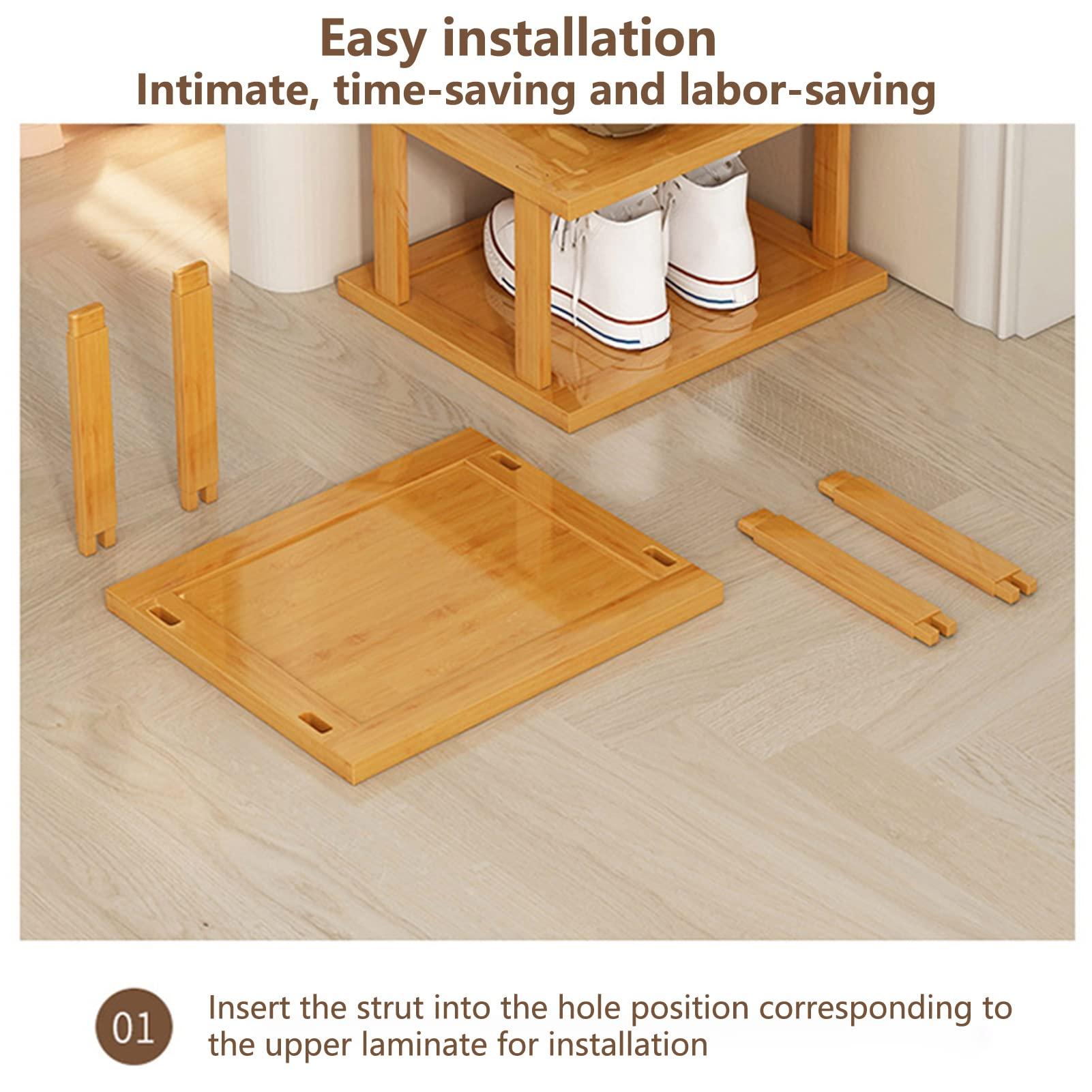 yoakaiax Wood Shoe Rack 5/7/8 Tier - Vertical Shoe Rack for Small Spaces, Tall Narrow Shoe Rack Organizer for Closet Entryway Corner Garage and Bedroom, Skinny Shoe Shelf with Free Stackable DIY (XL) - Image 4